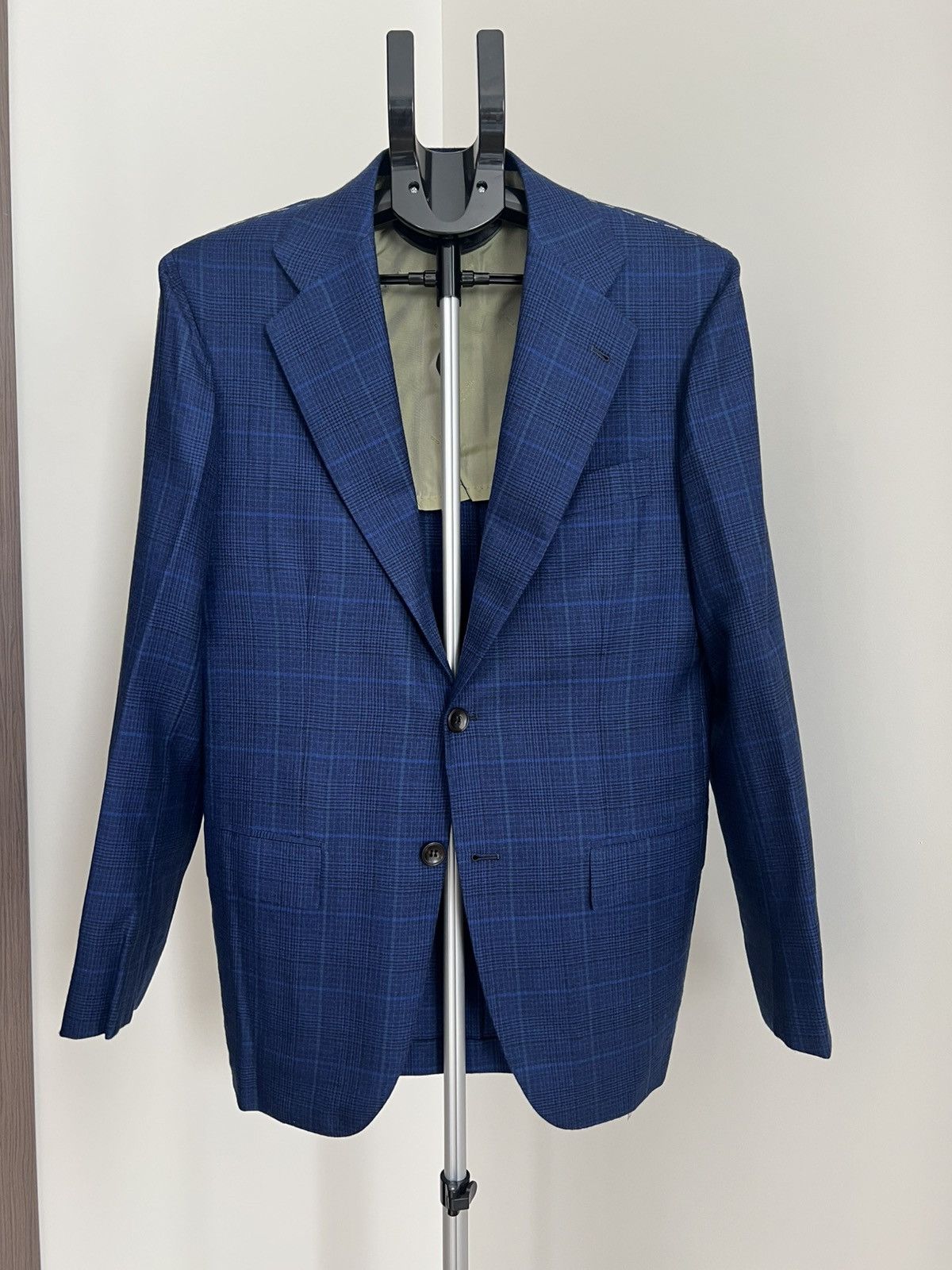 Barneys New York × Kiton Kiton Mens 38R 48 IT Blue Plaid 100% Cashmere Blazer Jacket Size 38R - 1 Thumbnail