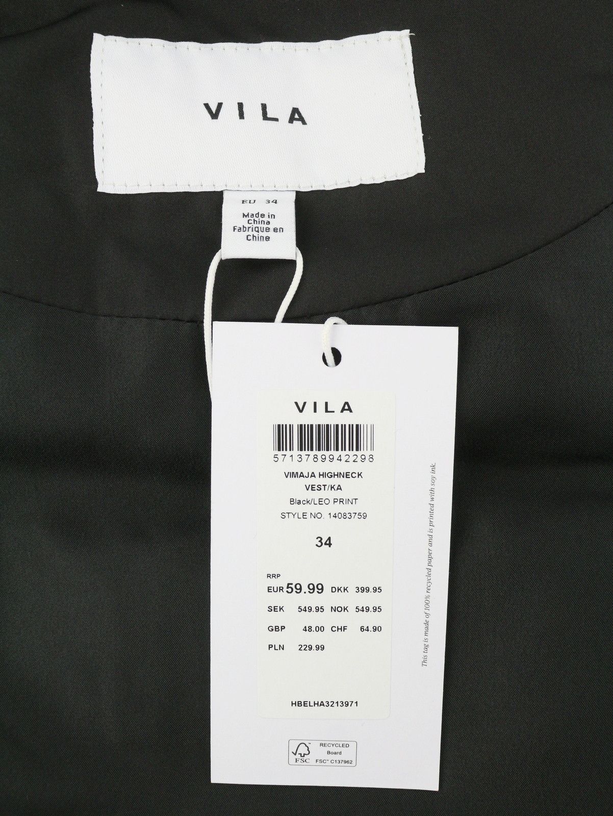 Other MAJA HIGH NECK EU34 Black Leopard Quilted Padded 88031 Size XS / US 0-2 / IT 36-38 - 7 Thumbnail