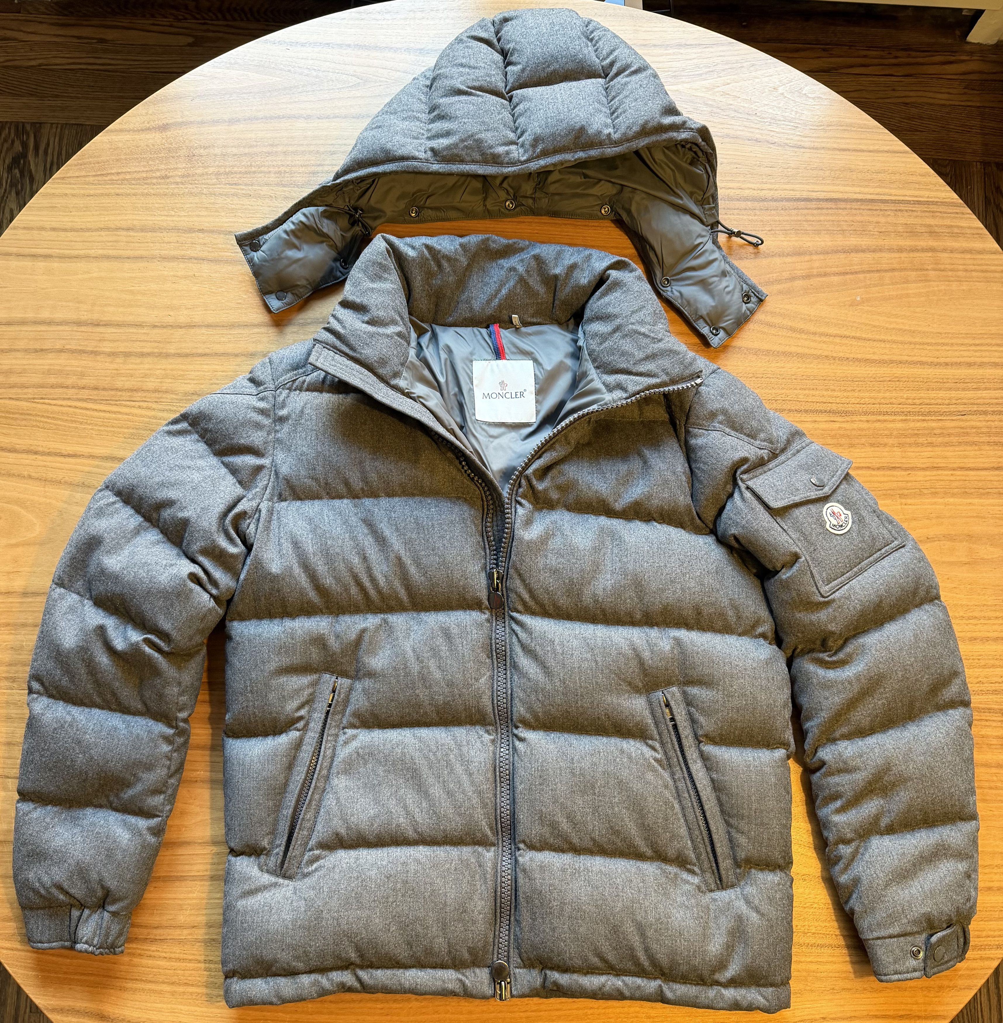 Moncler Montgenevre Gray Wool Flannel Hooded Puffer Jacket Size US XL / EU 56 / 4 - 2 Thumbnail