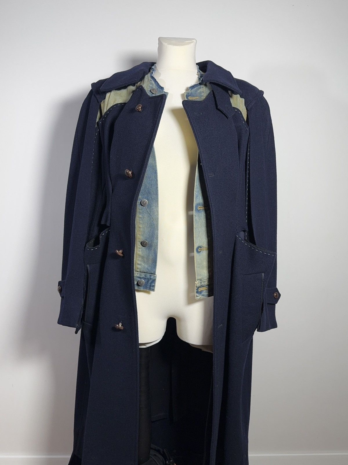 Maison Margiela Maison Margiela Deconstructed Hybrid Wool/Denim Coat Size S / US 4 / IT 40 - 11 Thumbnail
