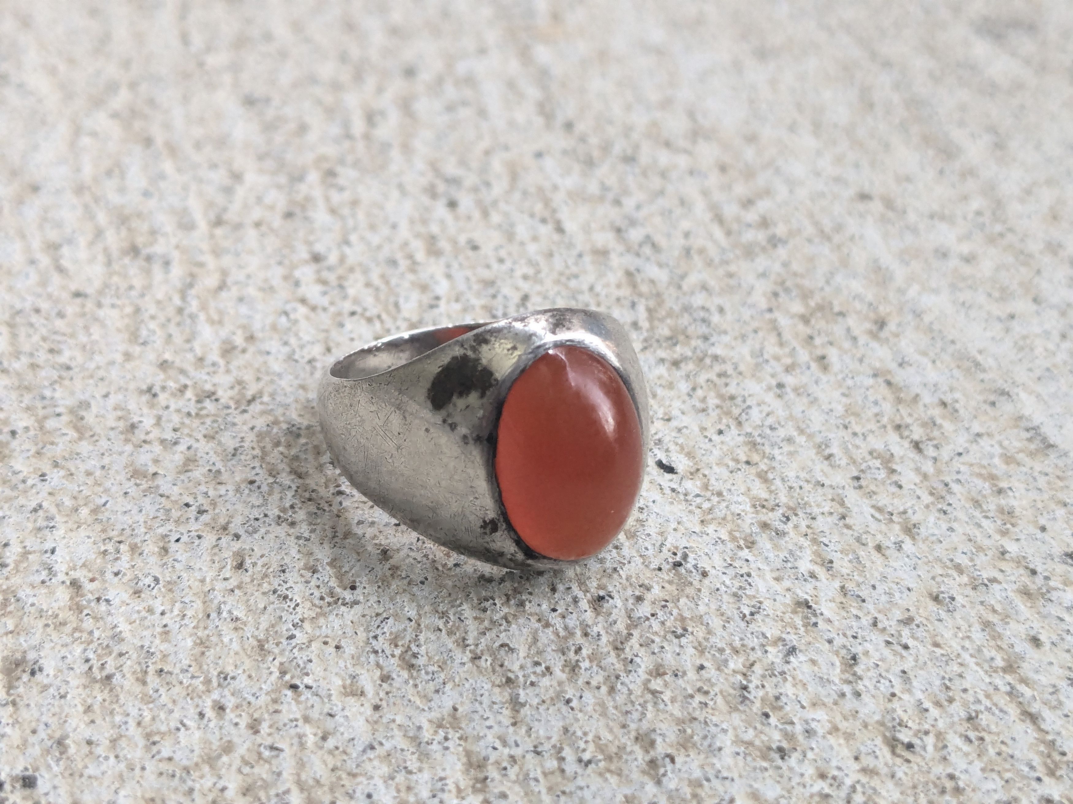 Jewelry × Sterling Silver Vintage Sterling Silver Ring Carnelian Oval 8.75 Orange Size ONE SIZE - 1 Thumbnail