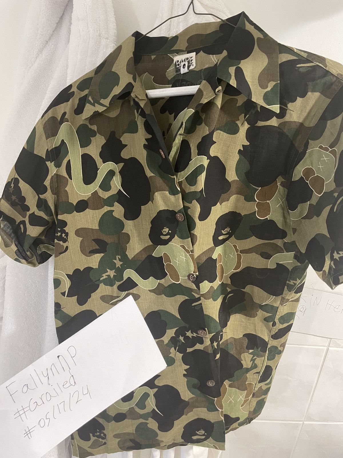 Bape Bape x Kaws Bendy Camo Button Up S/S Shirt | Grailed