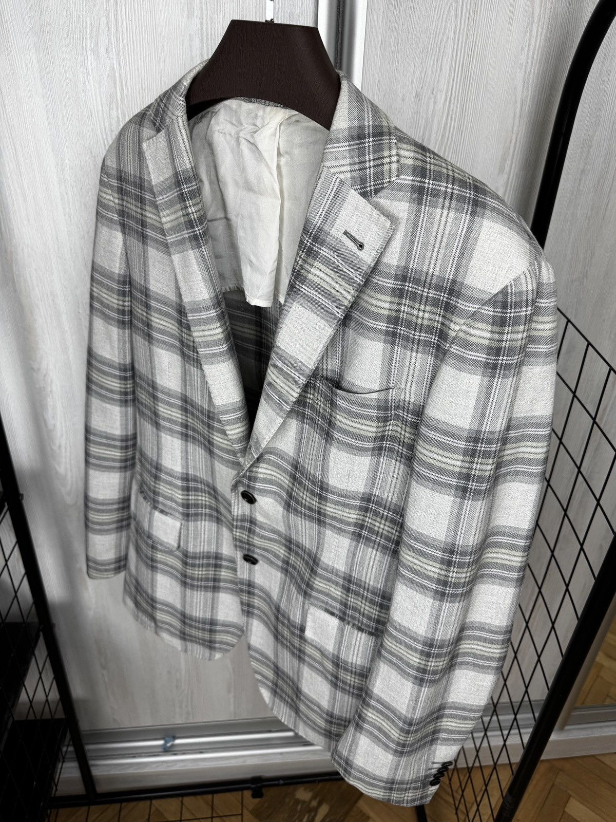 Cantarelli Cantarelli Tailor Washed Checkered cotton unlined blazer Size 40R - 7 Thumbnail