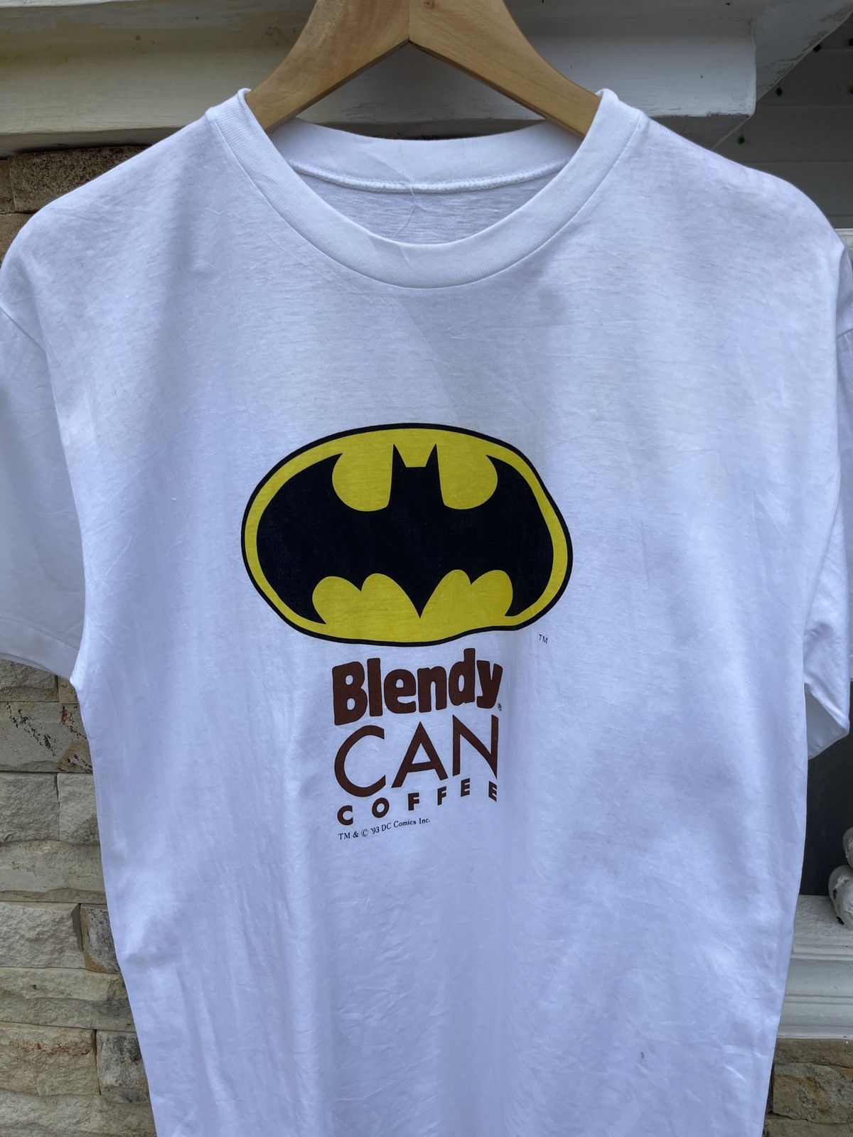 Vintage LastDrop🔥Rare🔥Vtg93’ BATMAN Blendy Can Coffee Single T Shirt Size US M / EU 48-50 / 2 - 2 Thumbnail