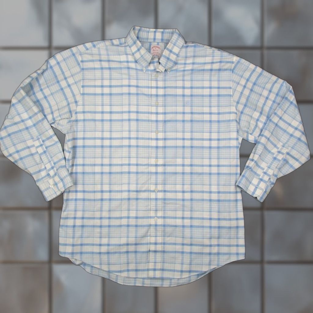 Brooks Brothers BROOKS BROTHERS Madison Shirt Mens Extra Large Blue Button Up Work Supima Sheep Size US XL / EU 56 / 4 - 1 Thumbnail