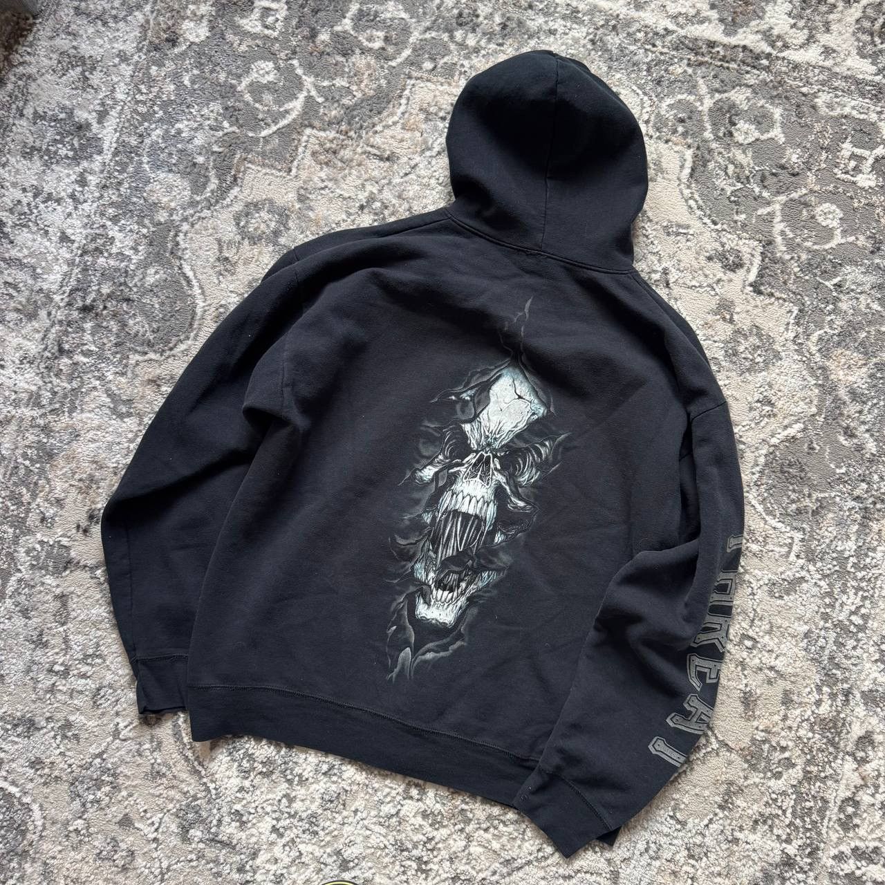 Japanese Brand Japanese Vintage Moto Punk Skull Goth Zip Baggy Black Hoodie Size US L / EU 52-54 / 3 - 4 Thumbnail