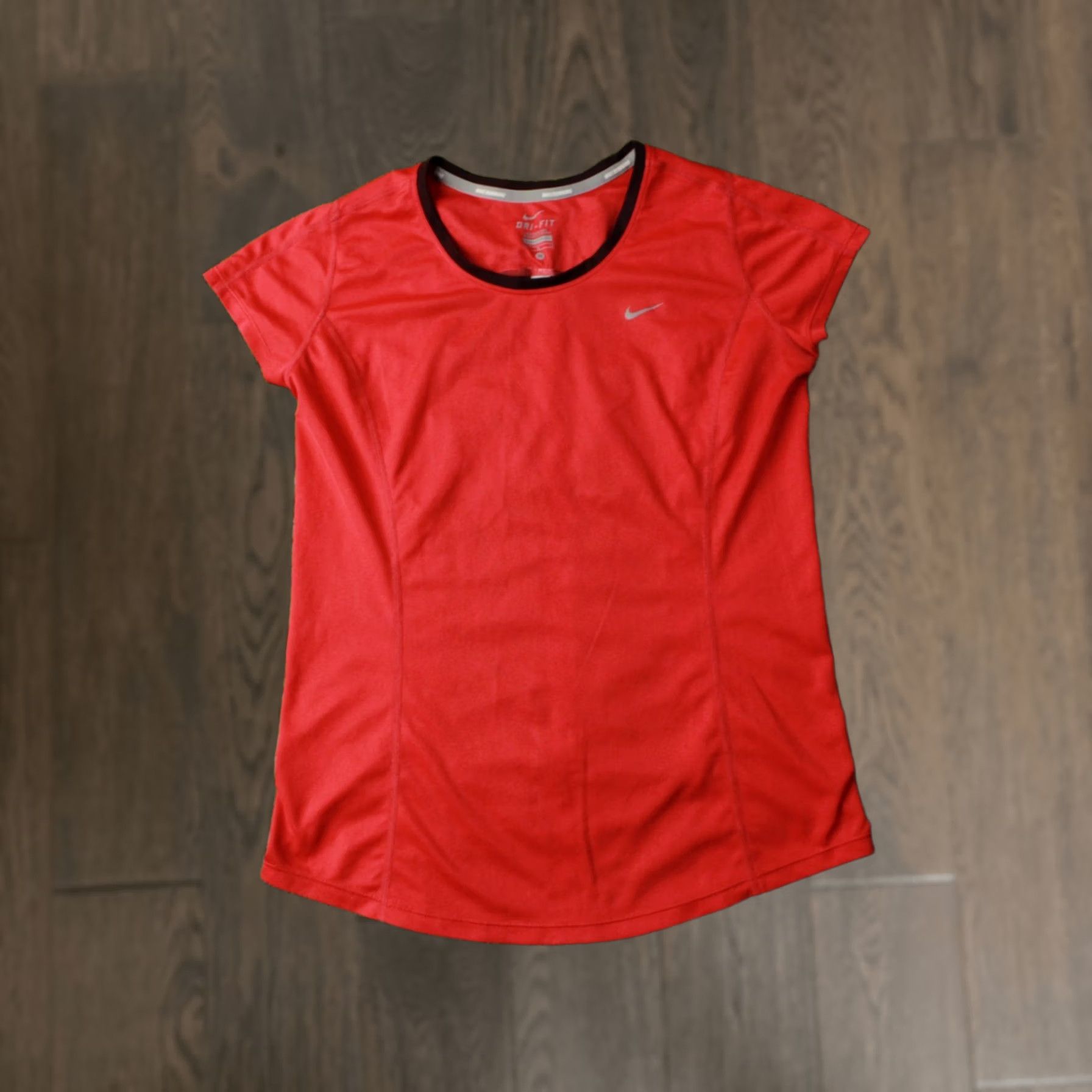 Nike Nike Dri-FIT Running Women Shirt M Red Brown Black Jersey 2014 Training Sport Shirt Jersey Short Sleeve Size M / US 6-8 / IT 42-44 - 1 Thumbnail