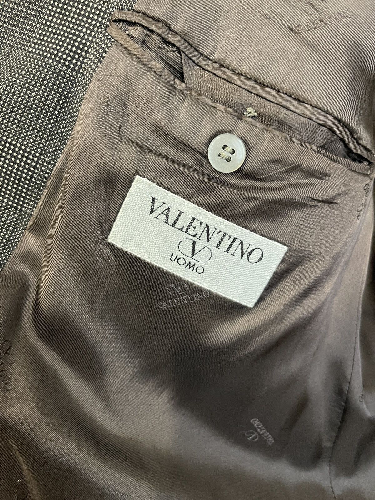 Valentino Vintage Valentino Uomo Grey Brown Plaid Wool Blazer Jacket Size 44R - 9 Thumbnail