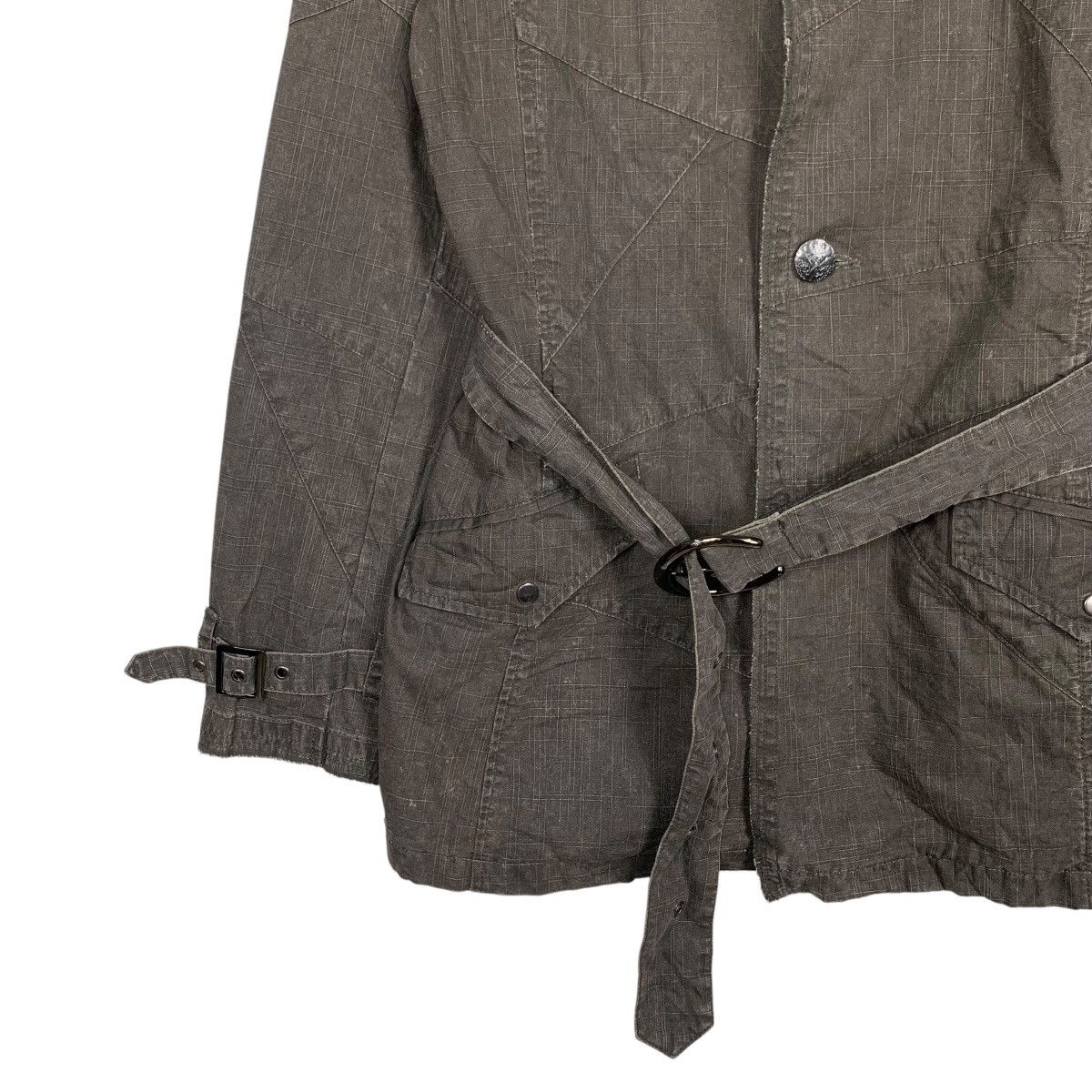 In The Attic IN THE ATTIC Cotton Crosshatch Belted Coat Jacket #2784-C126 Size L / US 10 / IT 46 - 5 Thumbnail