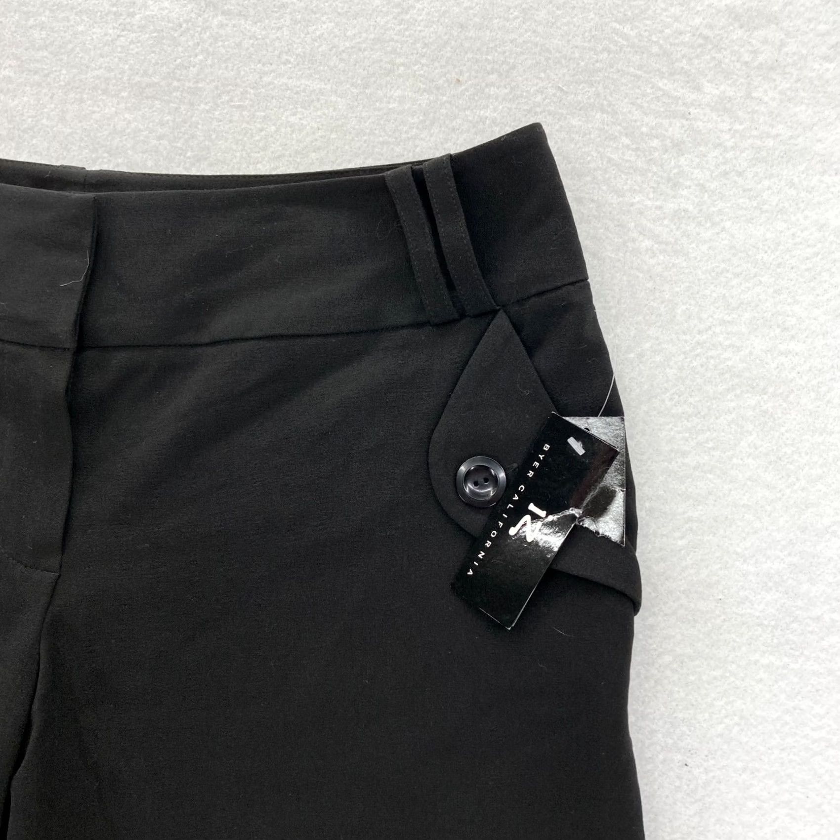 Vintage IZ Byer Pants Women's 13 Black Stretch Fabric Wide Leg Cropped Mid Rise NWT Size 34" / US 12 / IT 48 - 3 Thumbnail