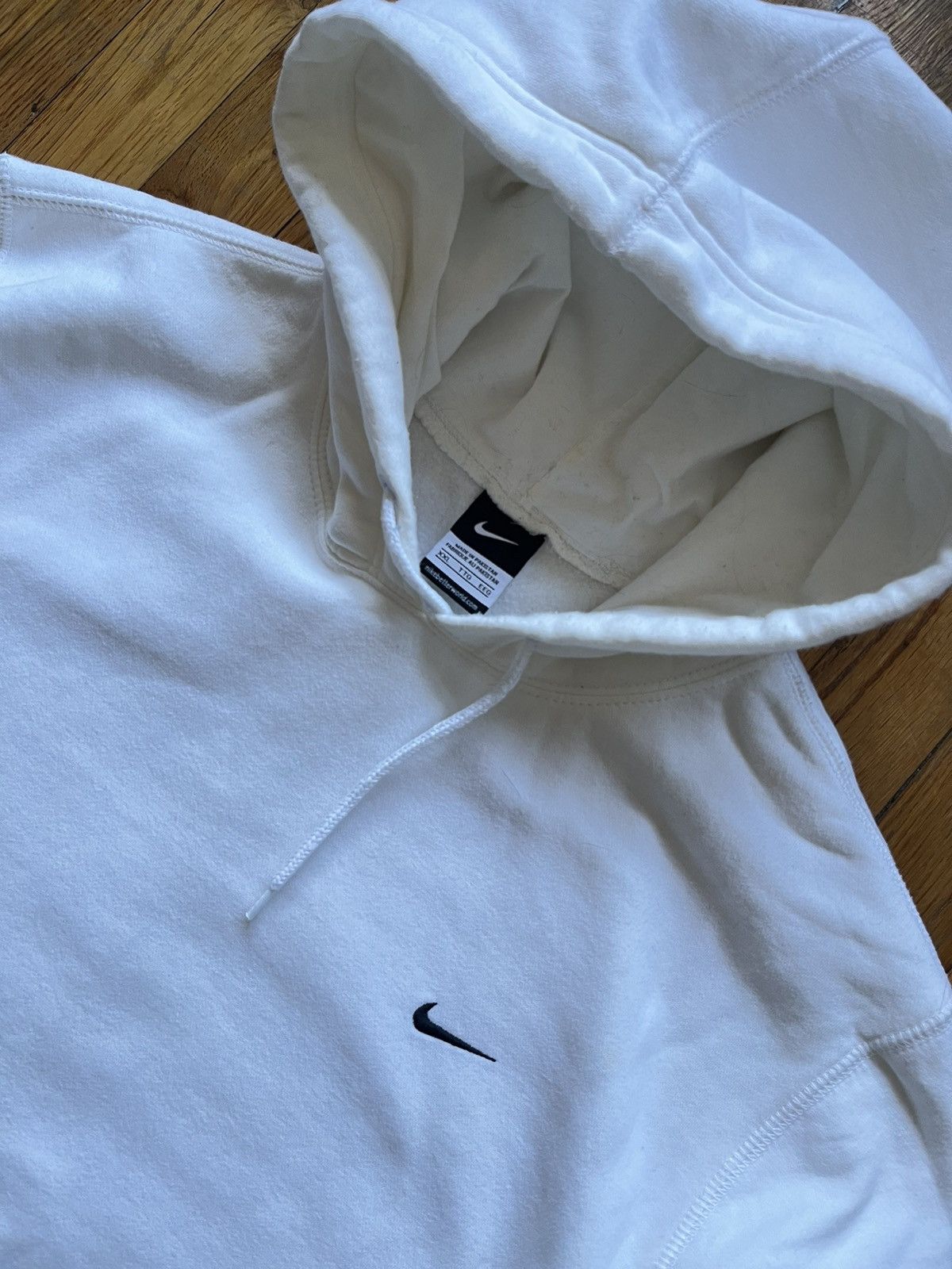 Nike Nike Vintage s90 white hoodie basic black logo swoosh rare Size US XXL / EU 58 / 5 - 1 Thumbnail