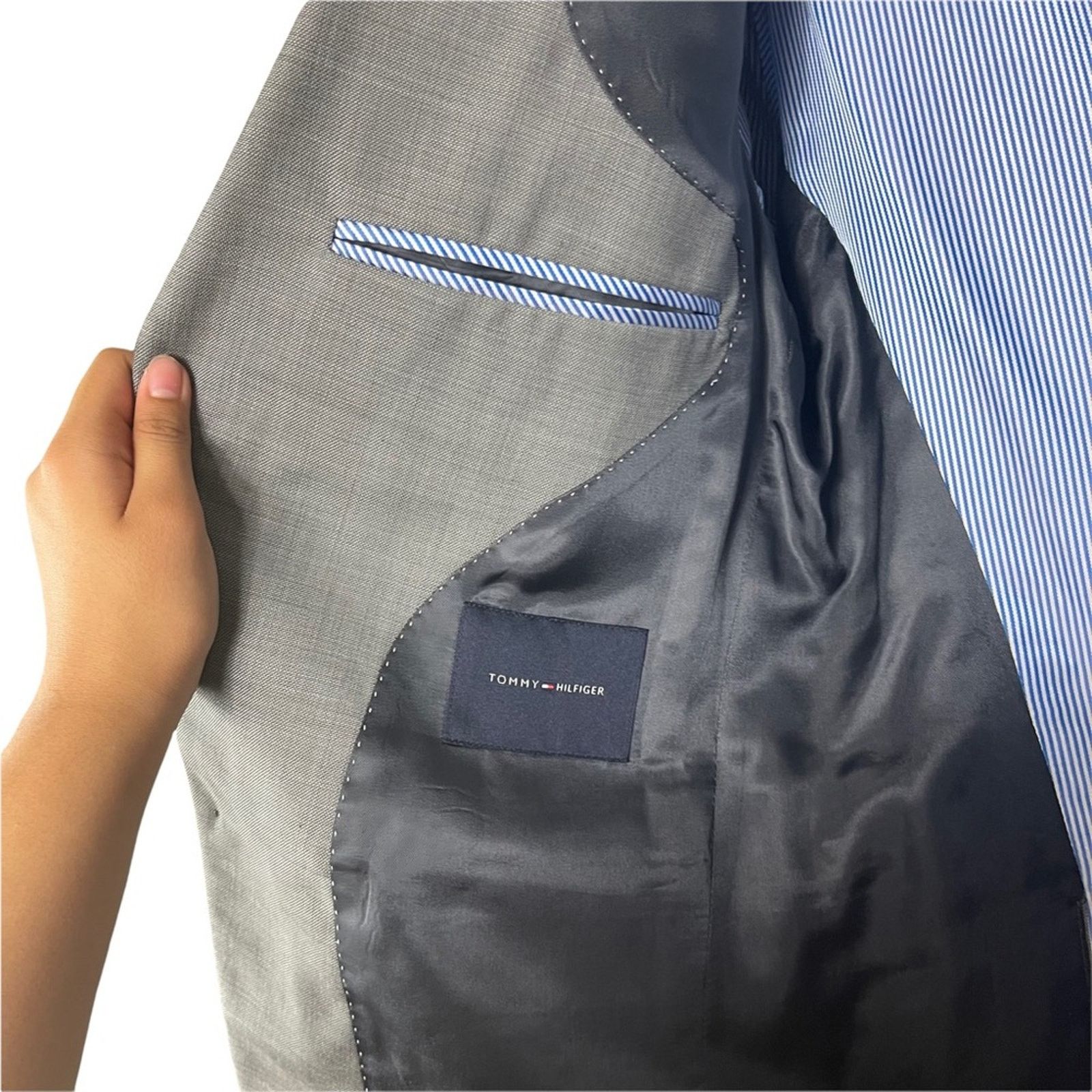 Tommy Hilfiger Tommy Hilfiger 2 Button Notch Collar Wool Blazer Gray 36 S Size 36S - 6 Thumbnail