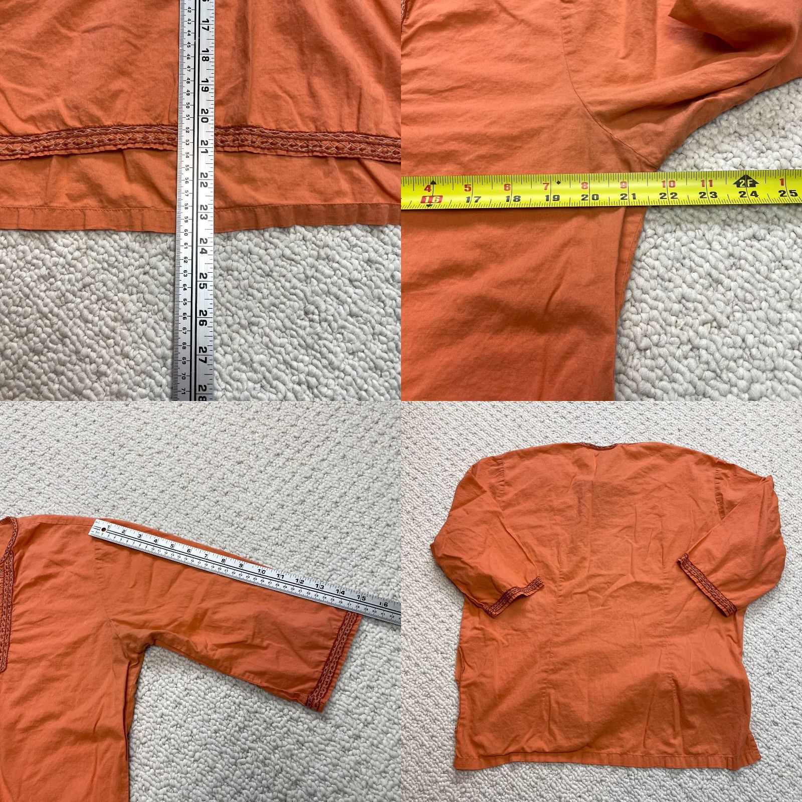 Vintage Junque Blouse Shirt Womens L Orange Peasant Top Cotton Tie Neck Casual Size L / US 10 / IT 46 - 8 Thumbnail