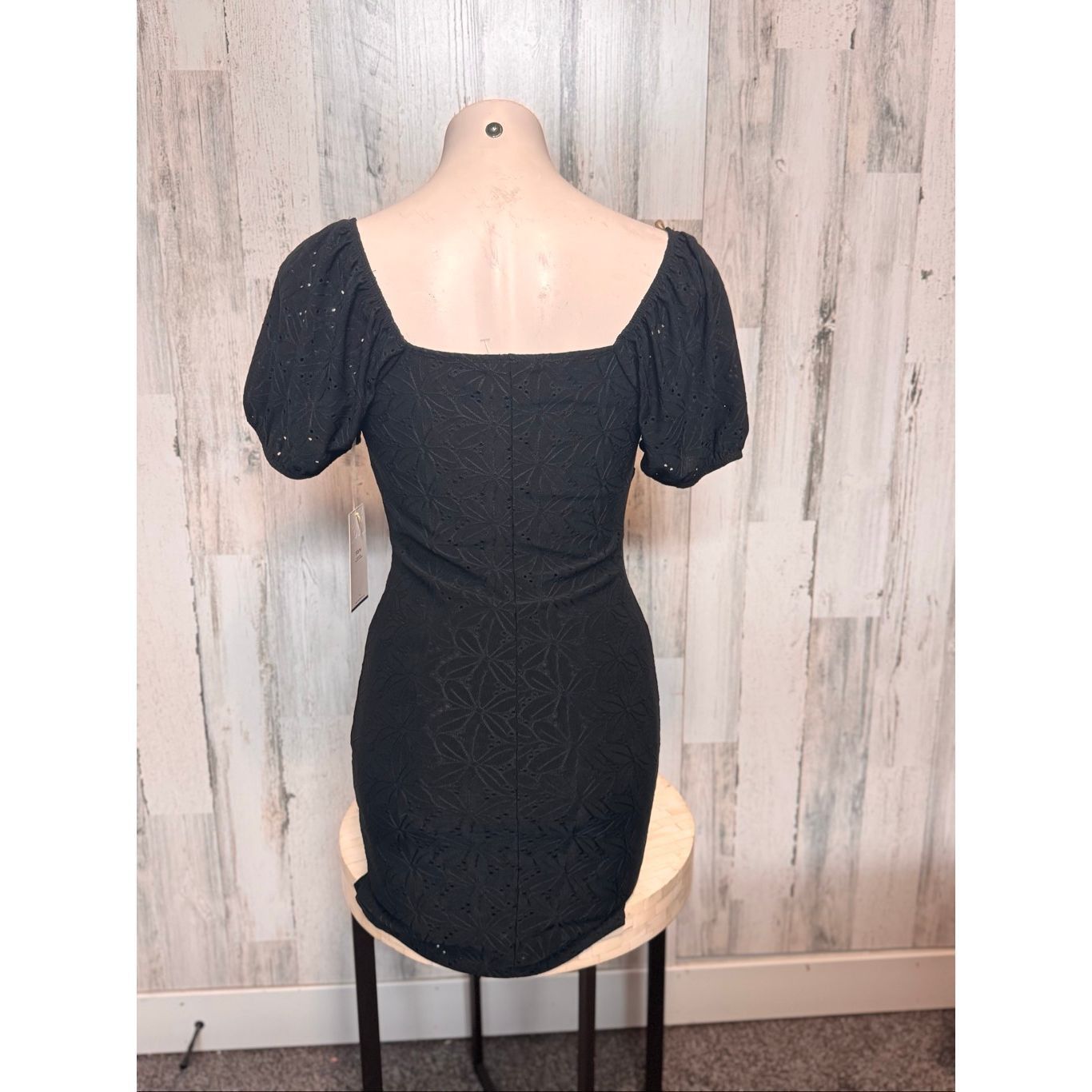 Other Blishe Black Puff Sleeve Mini Dress | Eyelet Lace Sweetheart Size M / US 6-8 / IT 42-44 - 9 Thumbnail