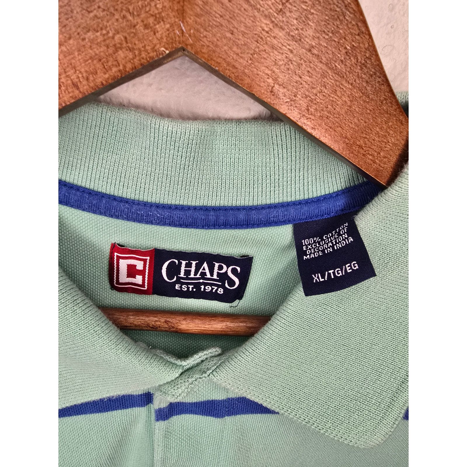 Chaps Chaps Polo Blue Striped Shirt Mens Teal Collared XL Size US XL / EU 56 / 4 - 6 Thumbnail