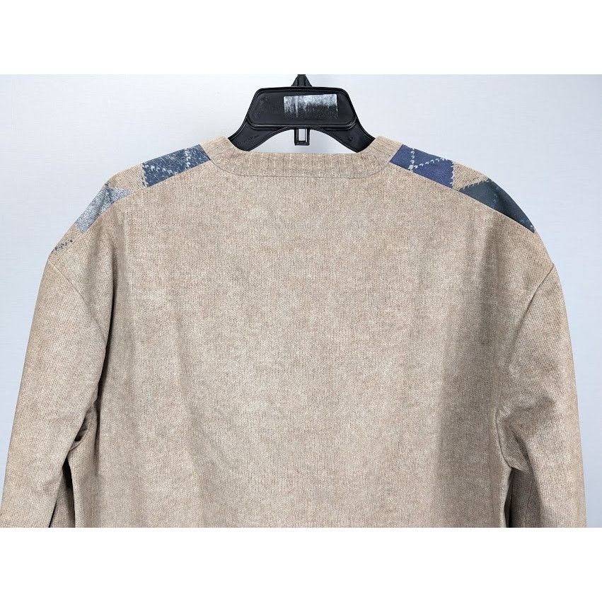 Bottega Veneta o1rshd1 Argyle Printed Leather Sweater in Camel/Grey/Blue Size US M / EU 48-50 / 2 - 10 Thumbnail