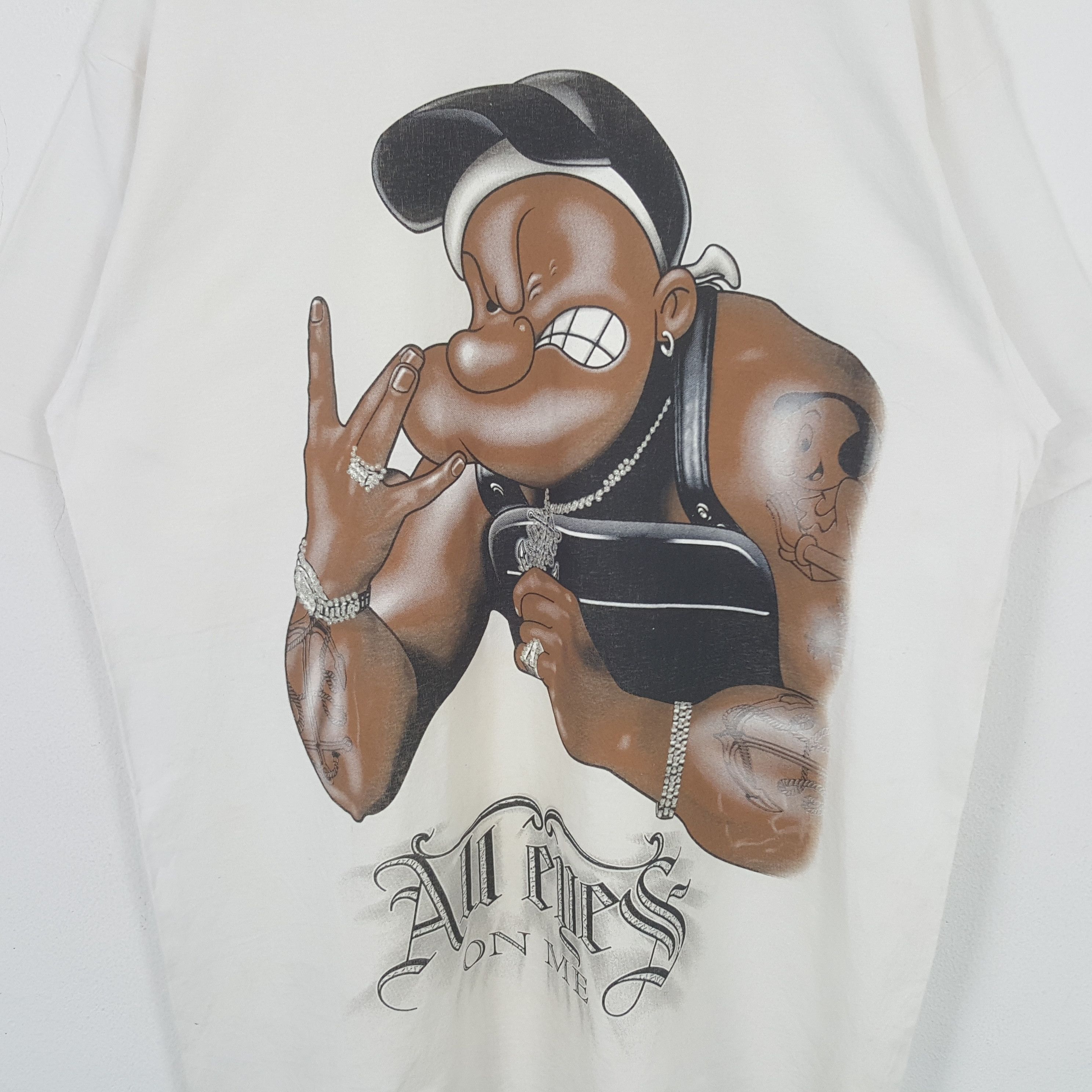 Cartoon Network Vintage 90's Popeye Parody 2pac Rapper Hip-hop Tshirt RR5 Size US XXL / EU 58 / 5 - 2 Thumbnail
