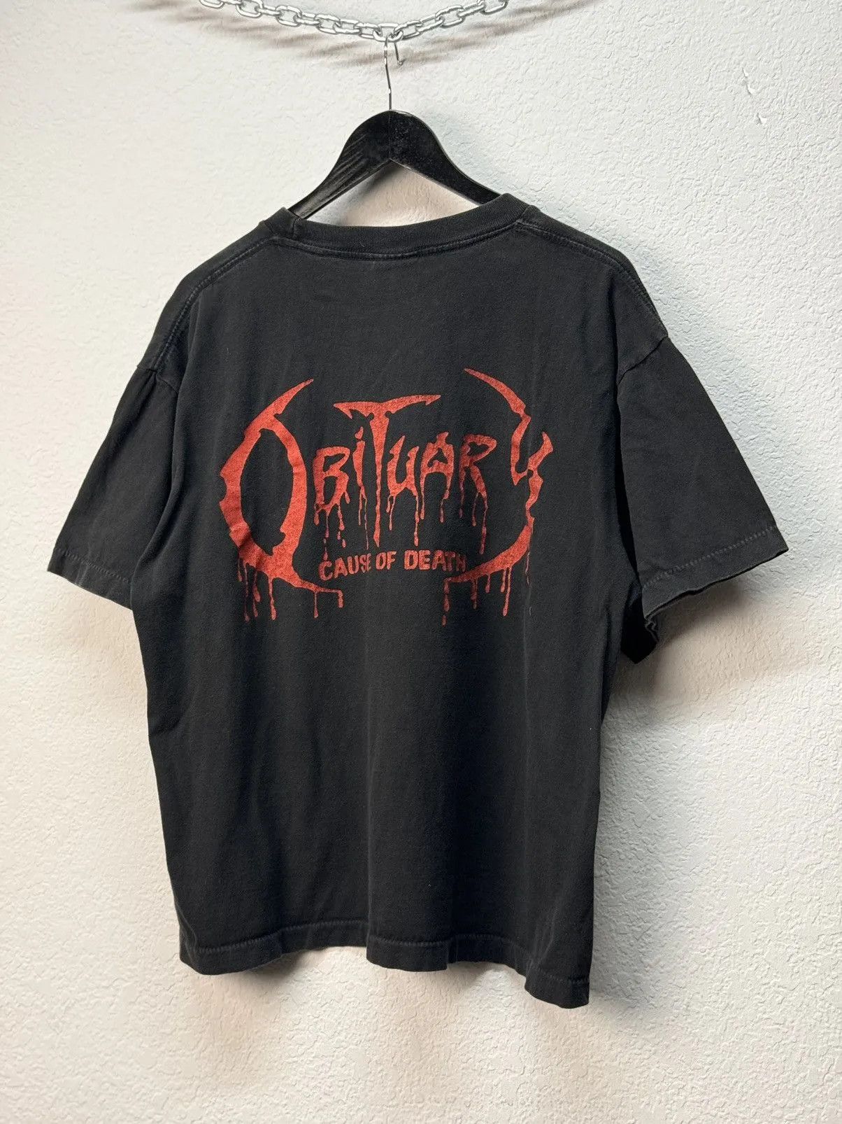 The Rolling Stones 👉 Vtg 1991 Obituary Cause of Death Blue Grape Shirt Size US L / EU 52-54 / 3 - 8 Thumbnail