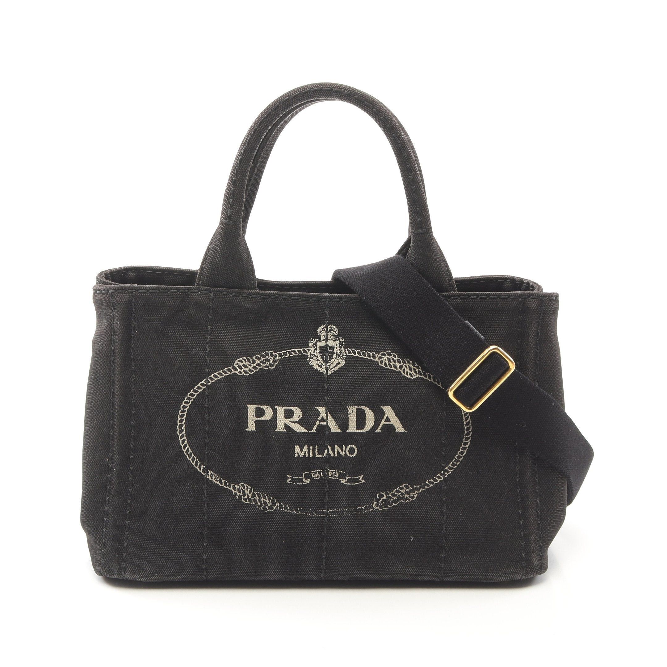 Prada Canapa Kanapa Handbag Tote Bag Canvas Black, Women's