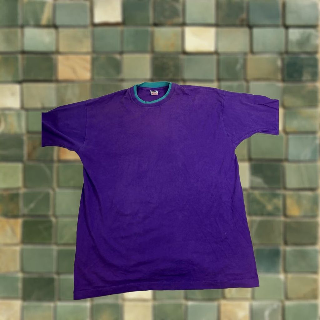 Fruit Of The Loom Fruit Of The Loom Double Collar T Shirt Men’s 2XL Purple USA Stitch Short Sleeve Shirt Mens XXL Purple USA Size US XXL / EU 58 / 5 - 1 Thumbnail