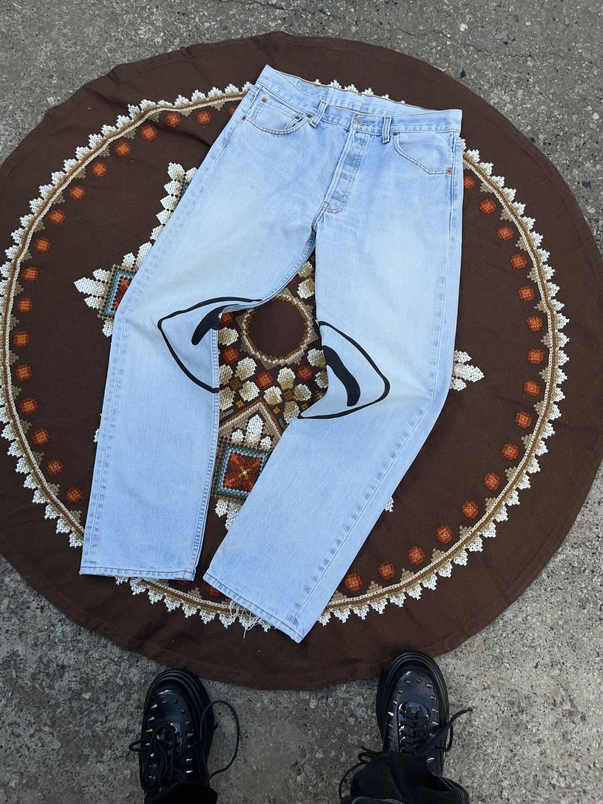 Apex Aphex Twin Custom Made Jeans On Vintage Levi’s 501 Size US 34 / EU 50 - 5 Thumbnail