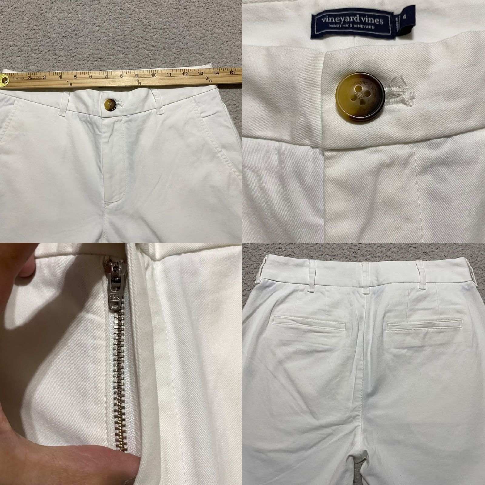Vineyard Vines Vineyard Vines Pants Womens 4 White Straight Chino High Rise Casual Size 27" / US 4 / IT 40 - 8 Thumbnail