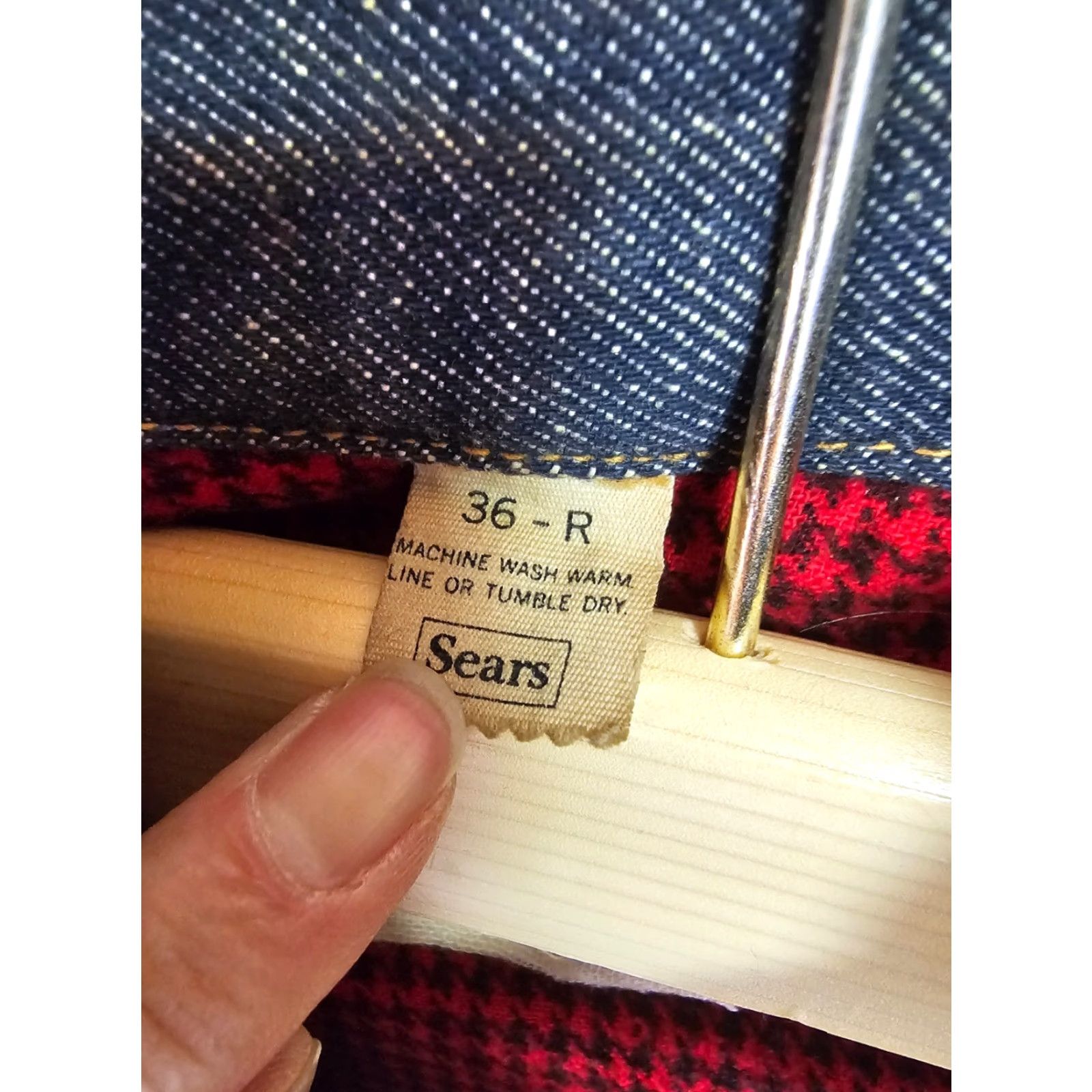 Sears VINTAGE SEARS RODEOBUCKS DENIM CHECK FLANEL LINING JACKET SZ 36 Mens Denim Jacket 50s Blue Bomber Old School Size US XXS / EU 40 - 7 Thumbnail