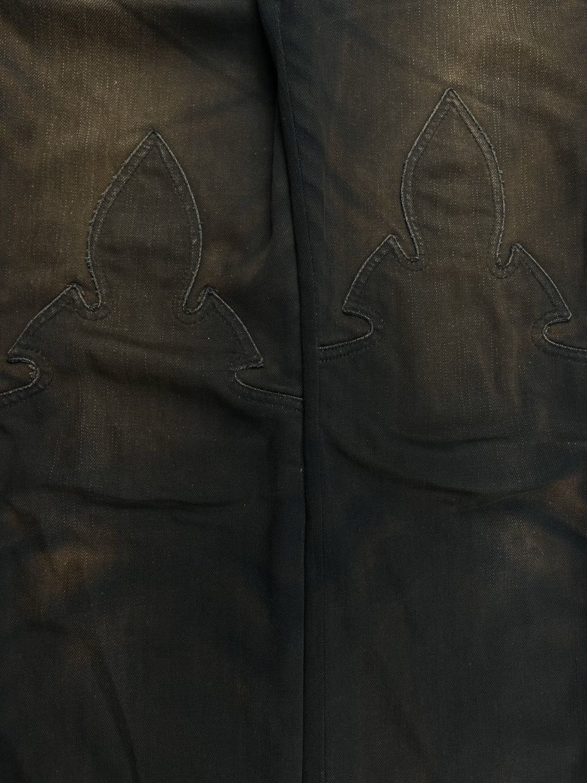 Chrome Hearts Chrome Hearts Thrashed Faded Fleur Knee Silver Denim Jeans Size US 30 / EU 46 - 14 Thumbnail