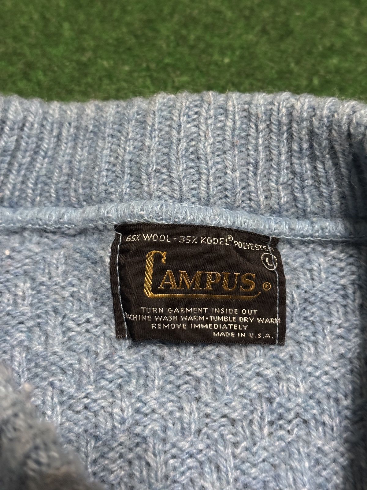 Vintage Vintage 60s Campus Blue Periwinkle Wool Blend Large Sweater Size US L / EU 52-54 / 3 - 2 Thumbnail