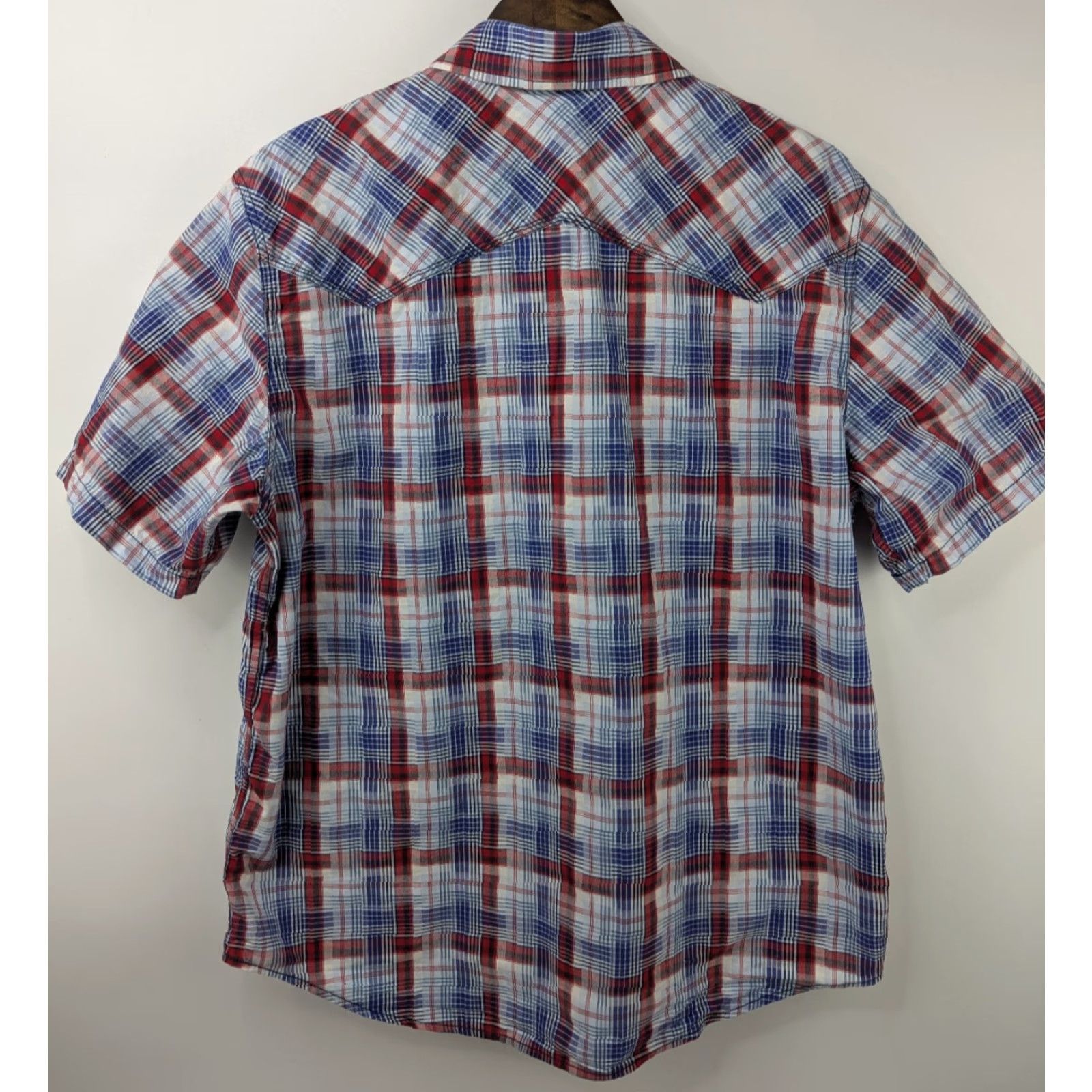 Cody James Cody James Pearl Snap Shirt Sawtooth Pocket Mens XL Blue Red Plaid Western Rodeo Shirt Size US XL / EU 56 / 4 - 3 Thumbnail
