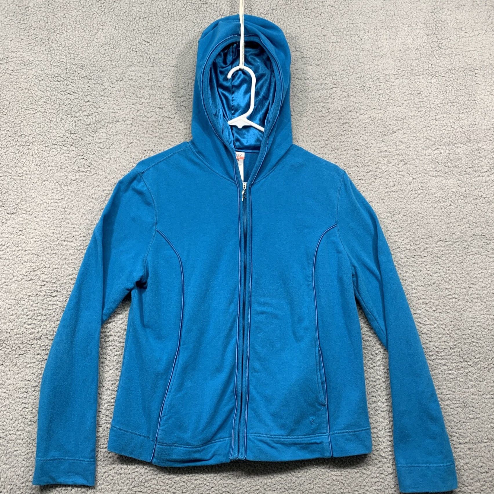 Vintage Danskin Now Hooded Jacket Women’s Athletic Size L Turquoise 2 Pockets Full Zip Size L / US 10 / IT 46 - 2 Thumbnail