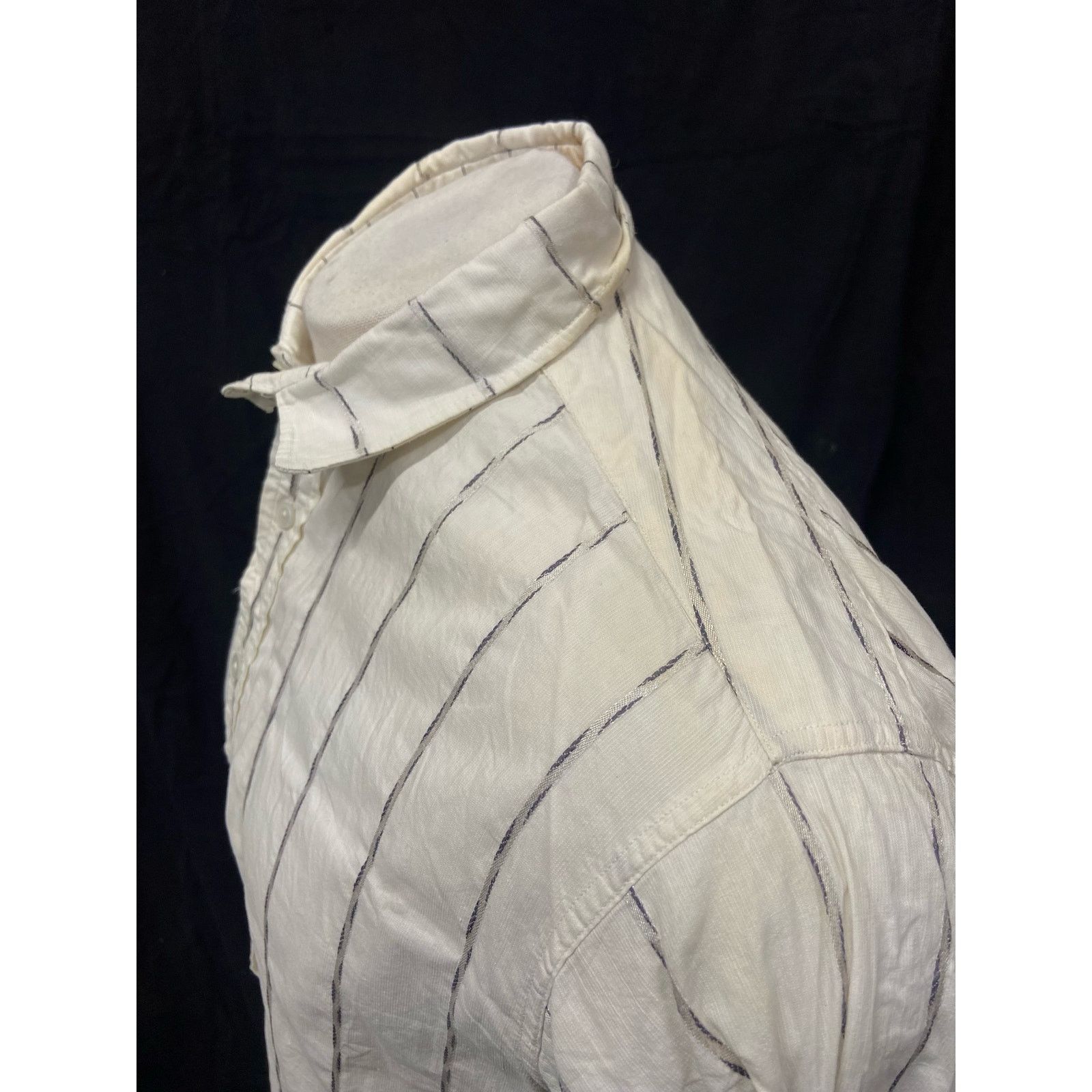 Vintage 20s 30s Vintage White Black Striped Cotton Dress Shirt Size US L / EU 52-54 / 3 - 4 Thumbnail