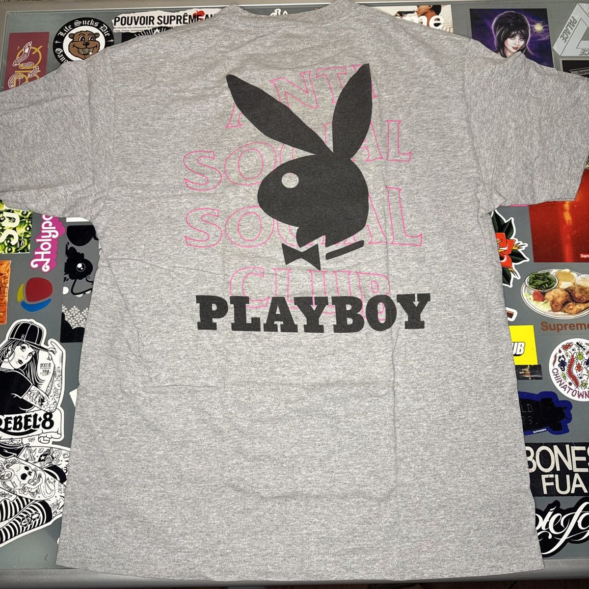 Anti Social Social Club × Playboy Anti Social Social Club Playboy Tee Heather Gray Sz Large Size US L / EU 52-54 / 3 - 1 Thumbnail