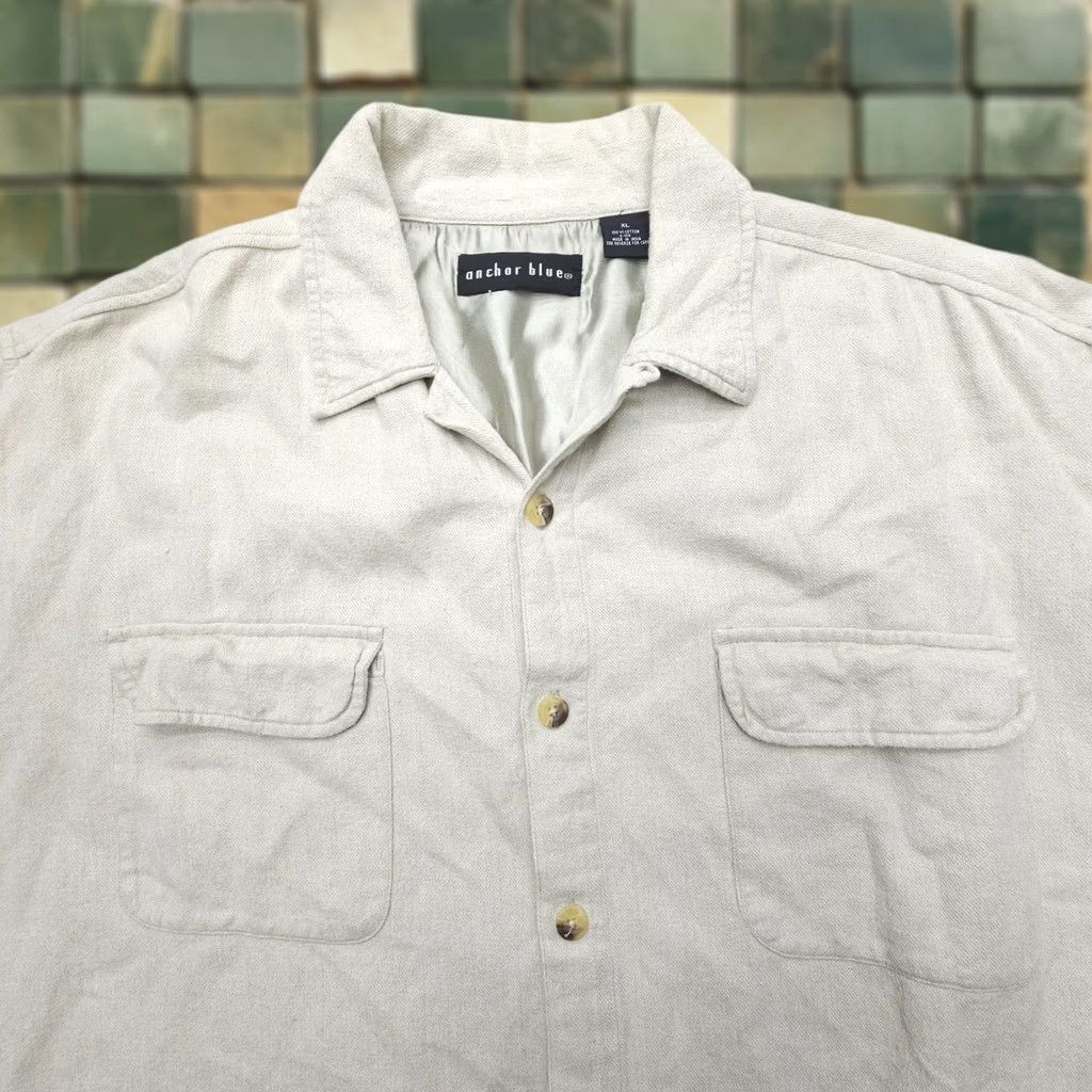 Anchor Blue VINTAGE Anchor Blue Shirt Mens XL Flannel Long Sleeve Button-Up Collared Cotton 90s Baggy Ivory Size US XL / EU 56 / 4 - 1 Thumbnail