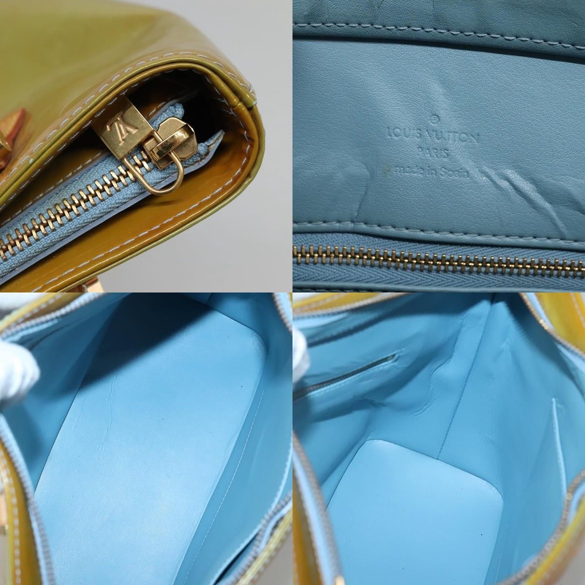 Louis Vuitton LOUIS VUITTON Monogram Vernis Houston Hand Bag Baby Blue Size ONE SIZE - 11 Thumbnail
