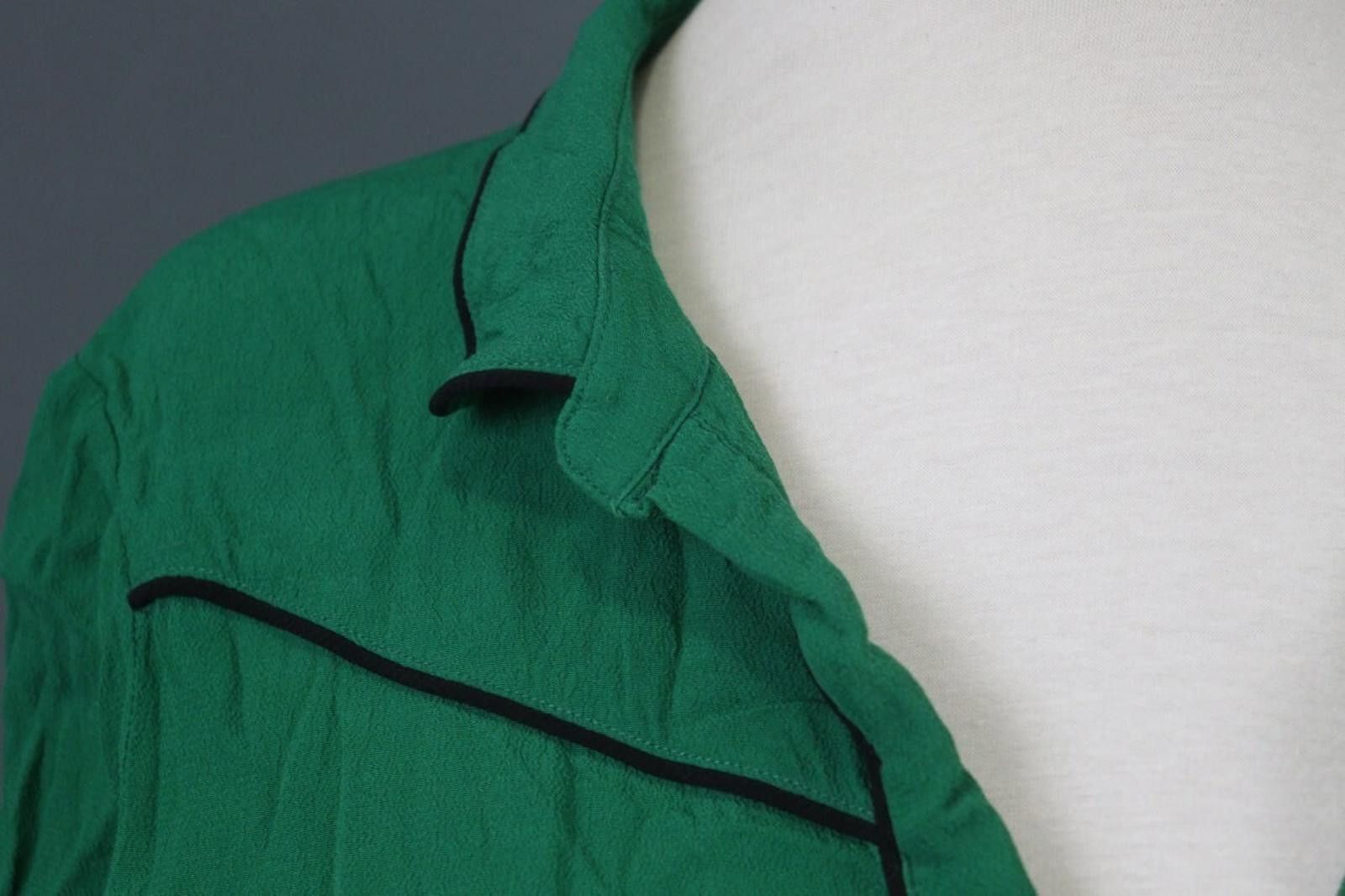 Wilkes Bashford Ba&sh Green Pleated Black Piping 3/4 Tunic Dress Size 1 Size M / US 6-8 / IT 42-44 - 6 Thumbnail