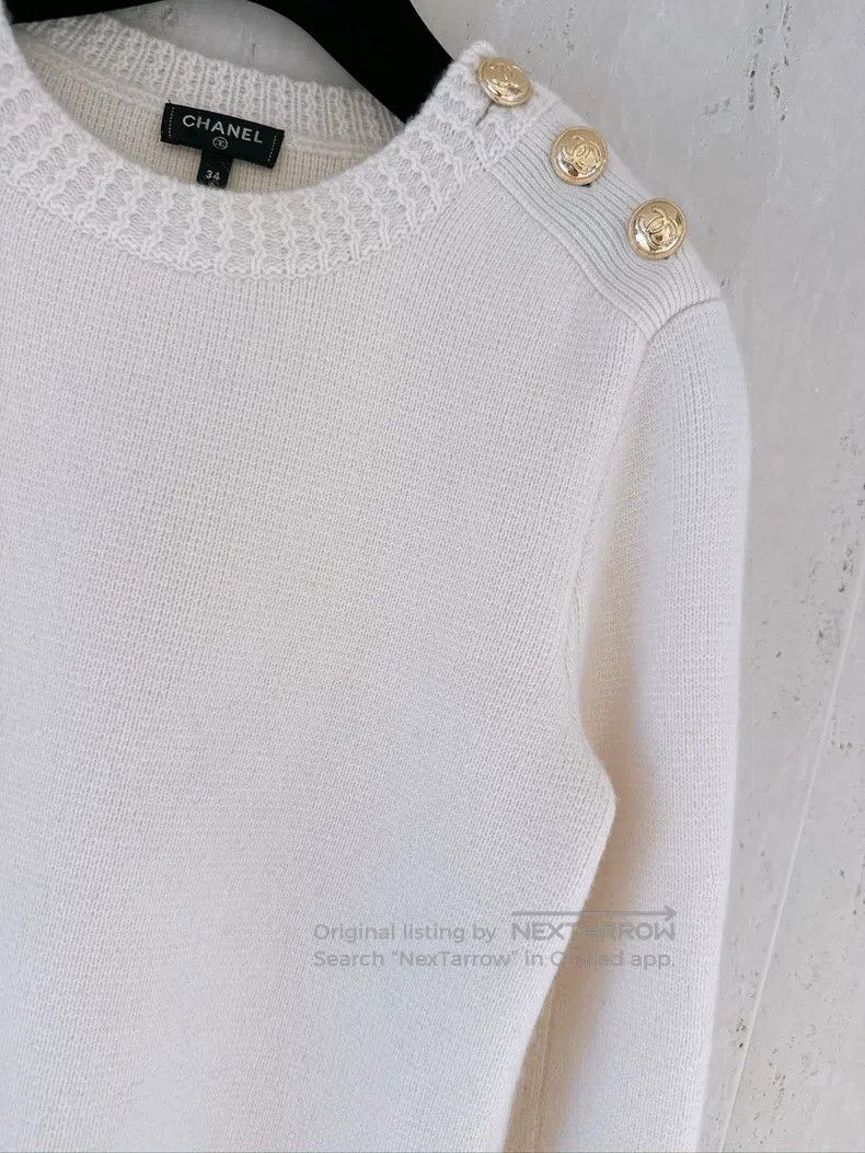 Chanel Chanel 20K Equestrian Series White Cashmere Sweater Size XXS / US 00 / IT 34 - 3 Thumbnail