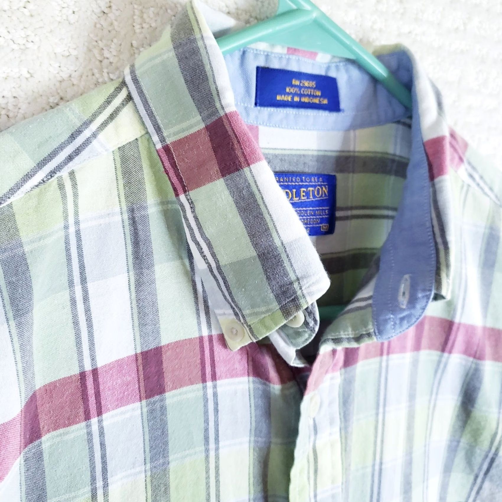 Pendleton Pendleton Shirt Mens M Short Sleeve Button Up Plaid Multicolor Pink Green Cotton Size US M / EU 48-50 / 2 - 5 Thumbnail