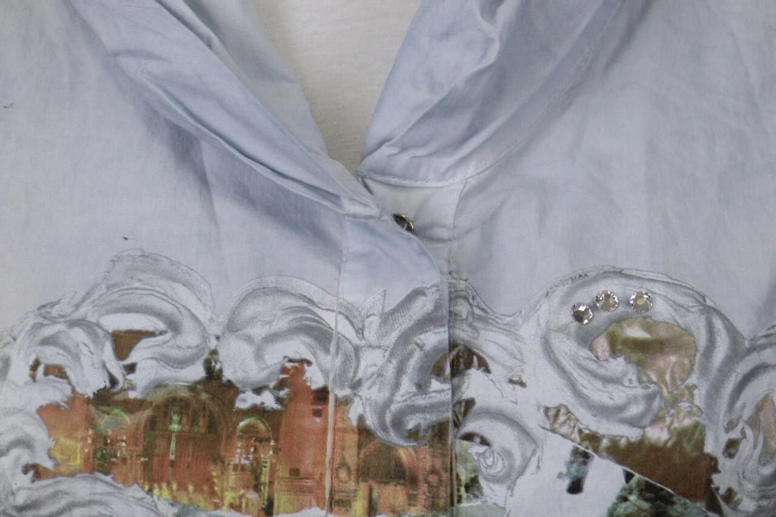 Bottega Veneta Bottega Blue Cotton Graphic Print Lace Up Blouse Top Size S Size S / US 4 / IT 40 - 6 Thumbnail