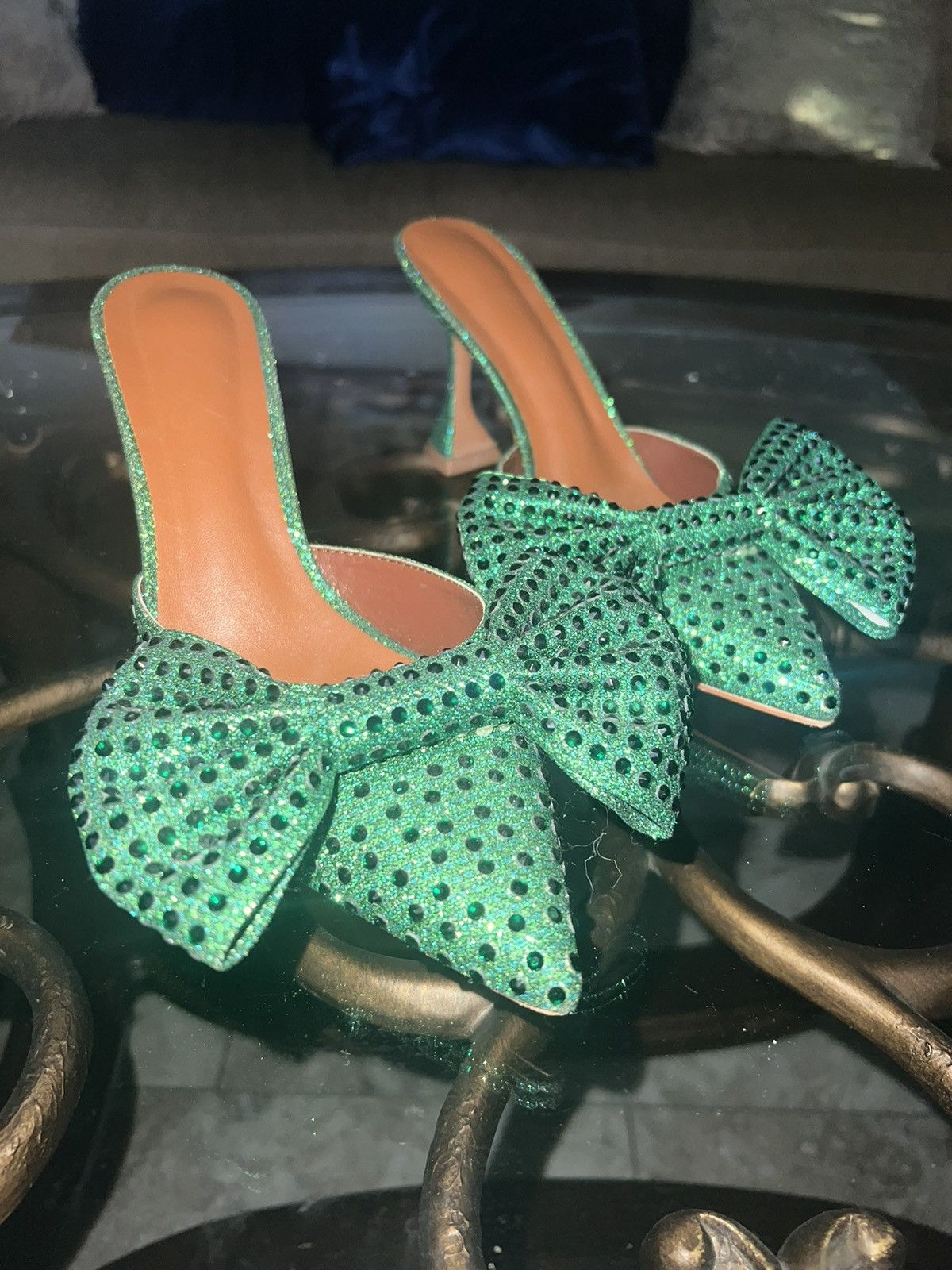 Other Crystal Emerald Green Kitten Mules Size US 8.5 / IT 38.5 - 1 Thumbnail