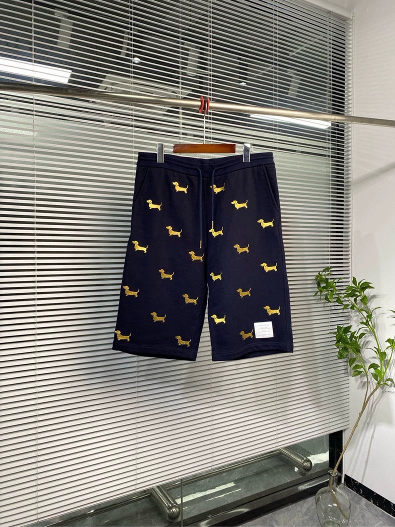 Thom Browne Size 4 Gold thread embroidered puppy full-print