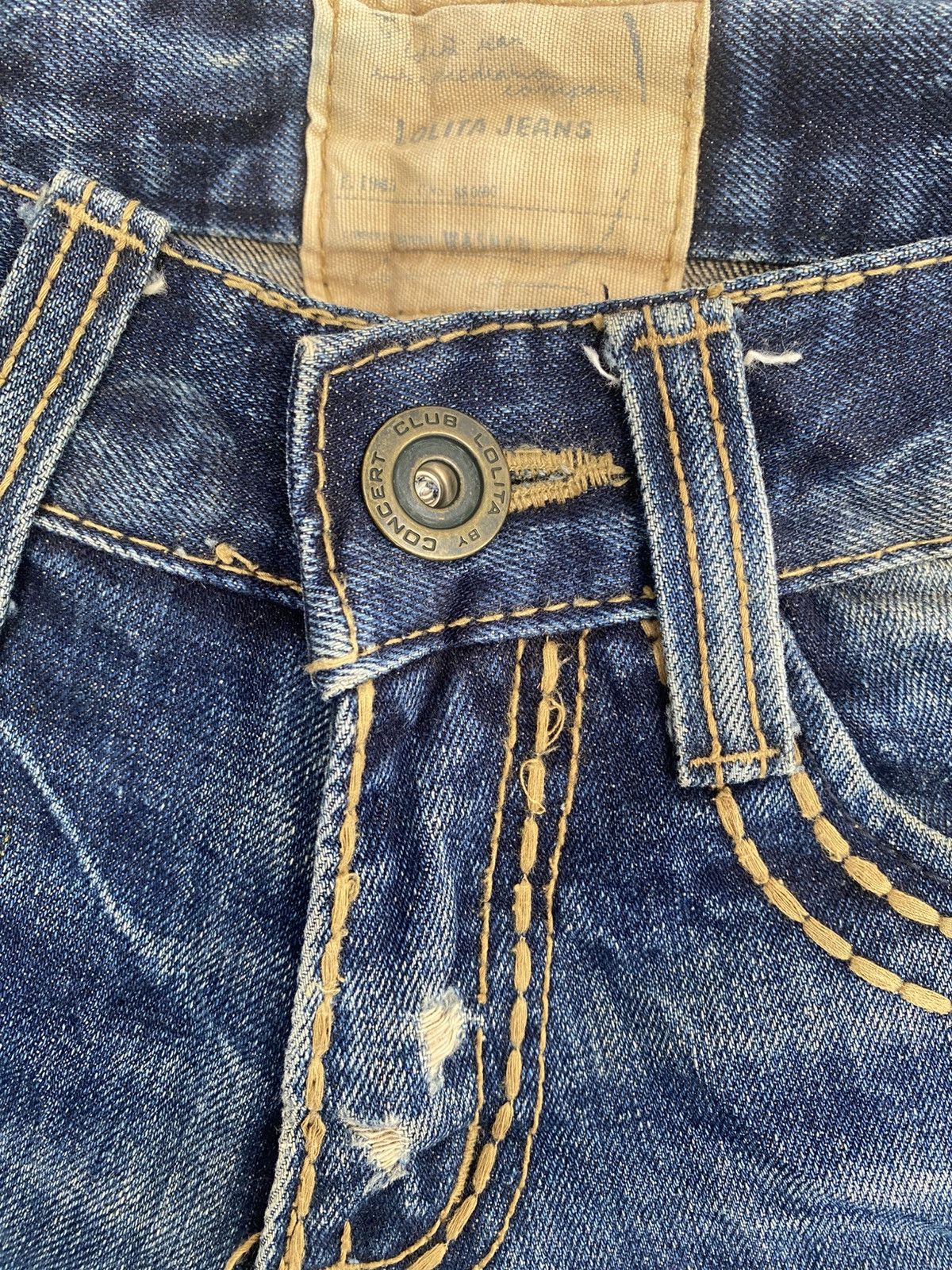 Japanese Brand LOLITA Contrast Stitch Distressed Denim Size 29" - 10 Thumbnail