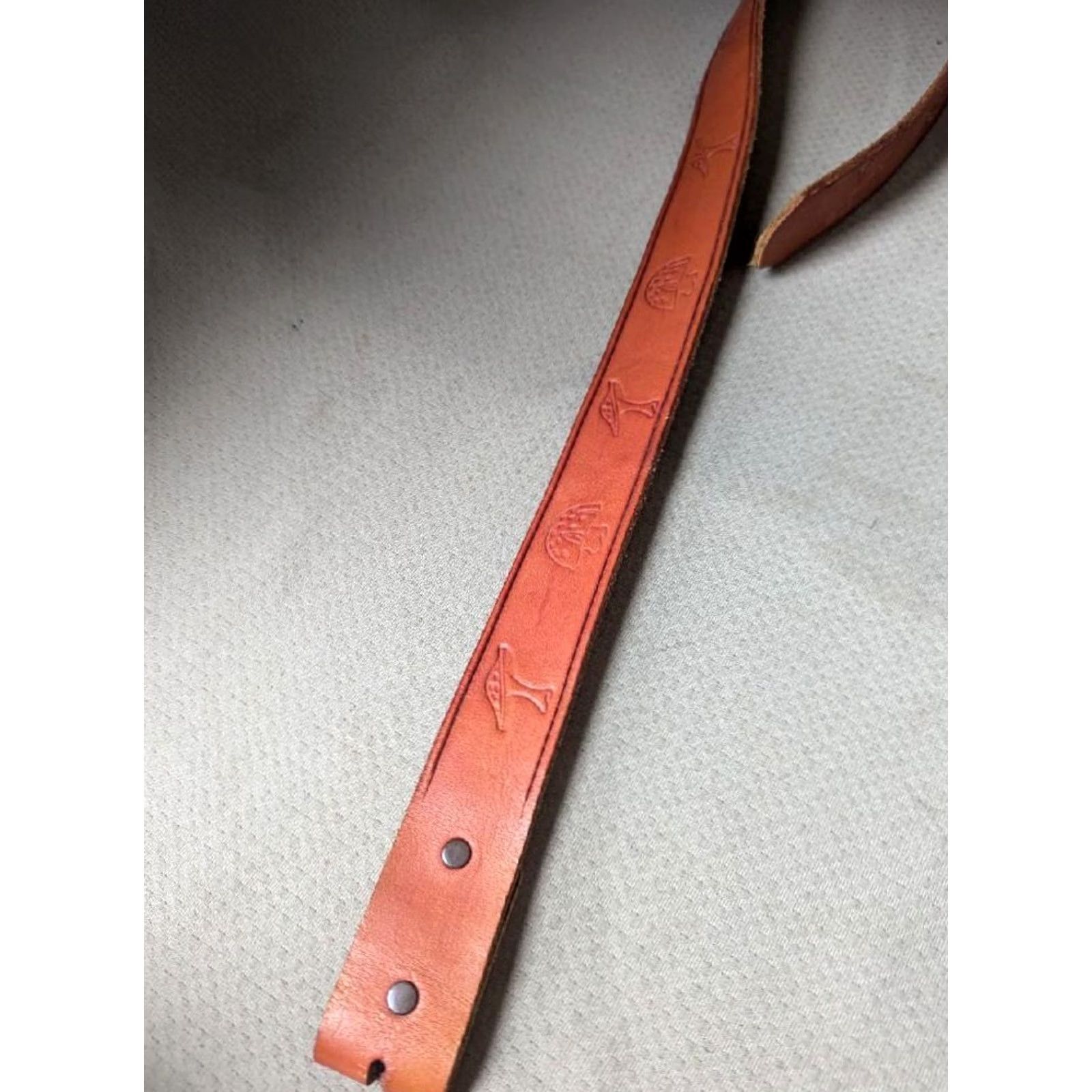 Vintage VINTAGE Handcrafted belt Mushroom toooled buckle leather brown western adult 28 Size 28 - 3 Thumbnail