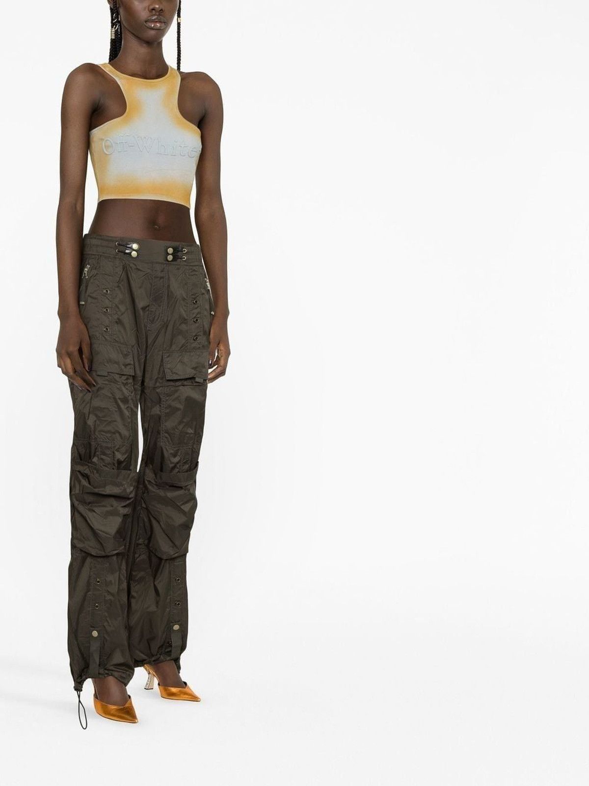 Off-White o1gr1nt0425 Laundry Ribbed Rowing Top in Beige Grey Size M / US 6-8 / IT 42-44 - 4 Thumbnail