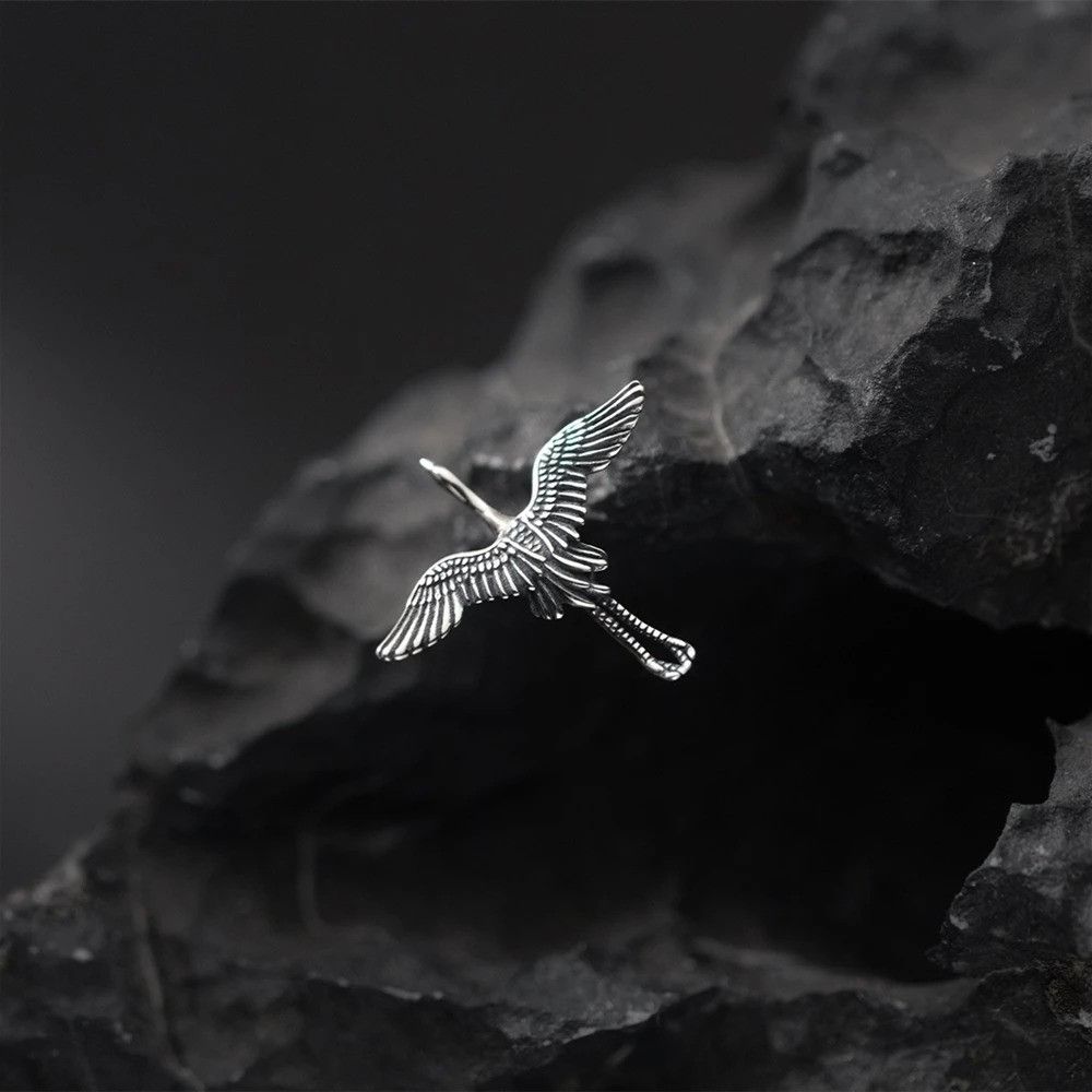 Jewelry Flying Cranes Stud Earrings 925 Sterling Ear Charm Gift Size ONE SIZE - 3 Thumbnail