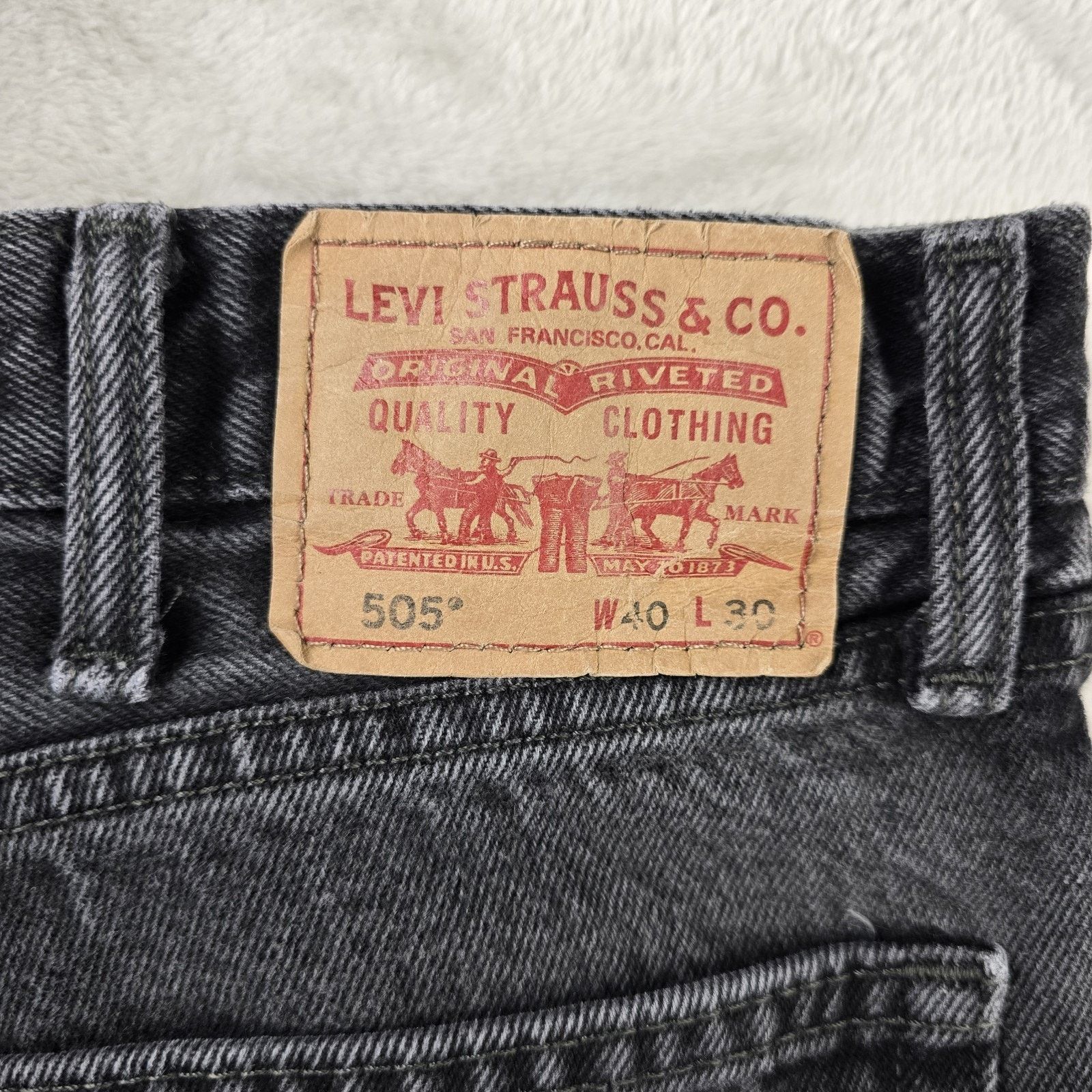 Levi's Levis 505 Mens Black Jeans 40x30 Black Straight Fit Denim Size US 40 / EU 56 - 9 Thumbnail