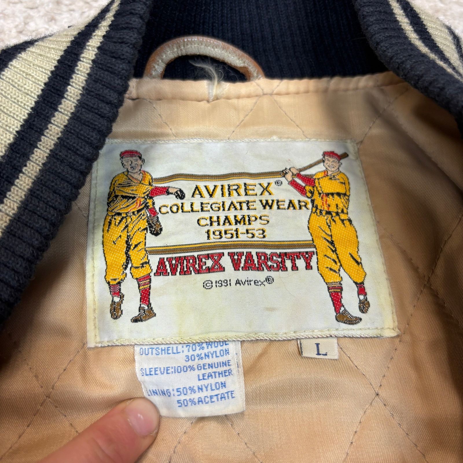 Avirex × Vintage VTG 90s Avirex Wear Champs 51-53 Wool Varsity Jacket Large Size US L / EU 52-54 / 3 - 4 Thumbnail