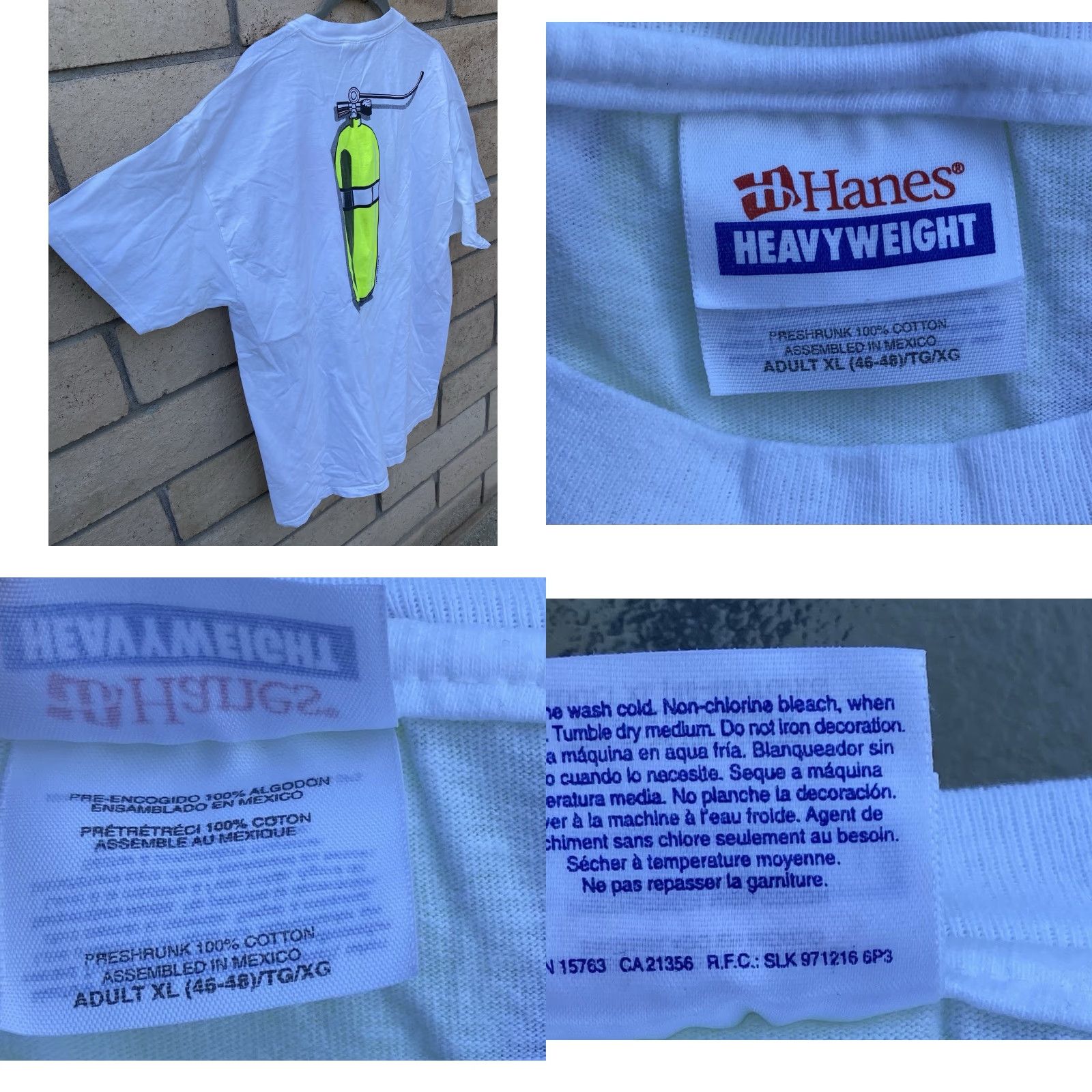 Hanes Vintage Hanes T Shirt Scuba Neon 90s Graphic White Cotton XL Men Size US XL / EU 56 / 4 - 8 Thumbnail