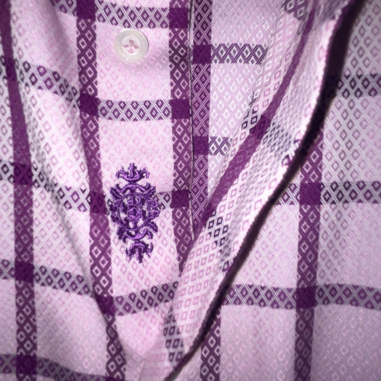 Robert Graham Robert Graham Button Down Flip Cuffs Sz Medium Purple Plaid Size US M / EU 48-50 / 2 - 5 Thumbnail