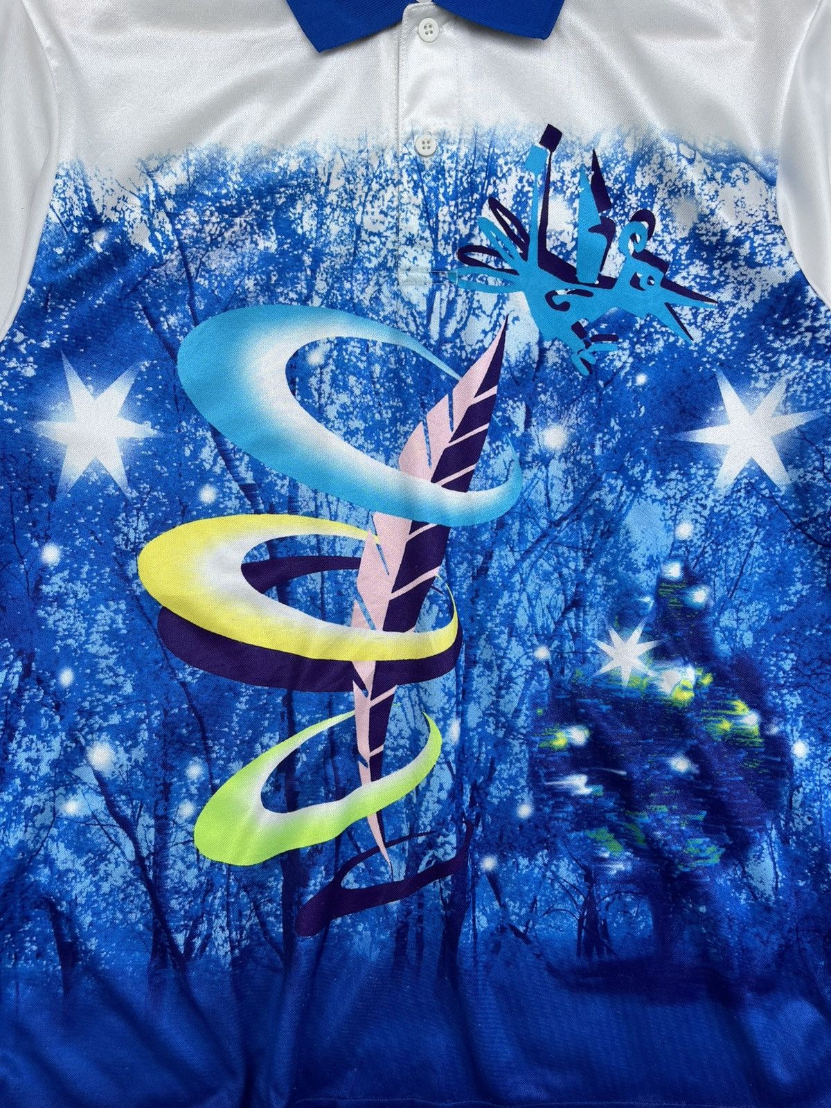 Japanese Brand Vintage 90s NITTAKU Table Tennis Jersey Art Psychedelic Size US L / EU 52-54 / 3 - 3 Thumbnail